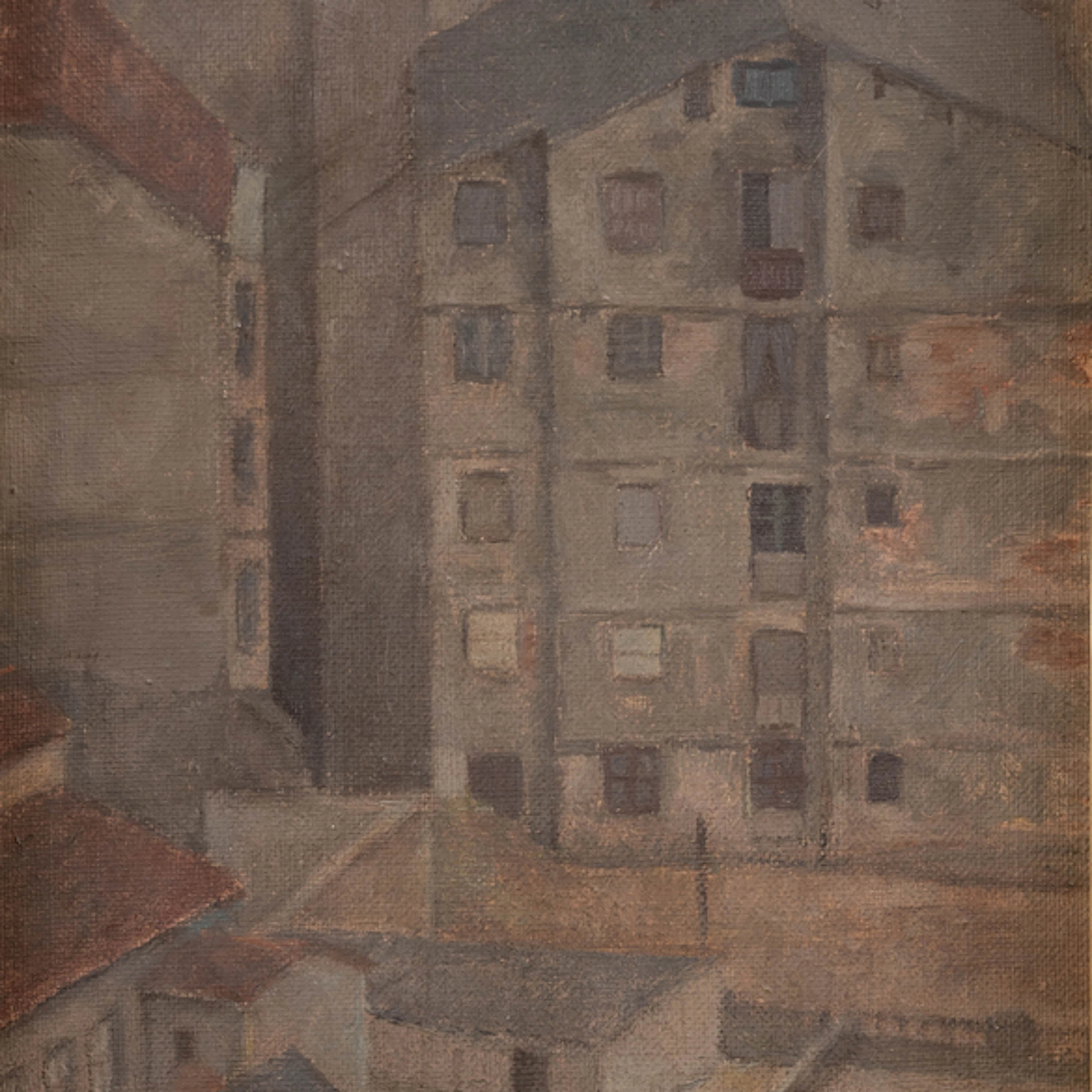 "Paisaje con casas" Authorship: ADRIAN FERREÑO (Hernani, 1955)