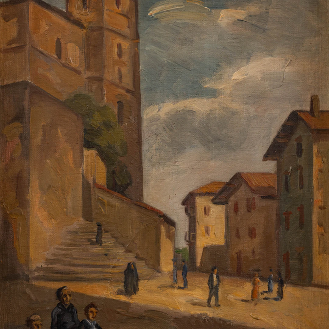 "Saliendo de Misa" Authorship: GASPAR MONTES ITURRIOZ (Irún, 1901 -1998)