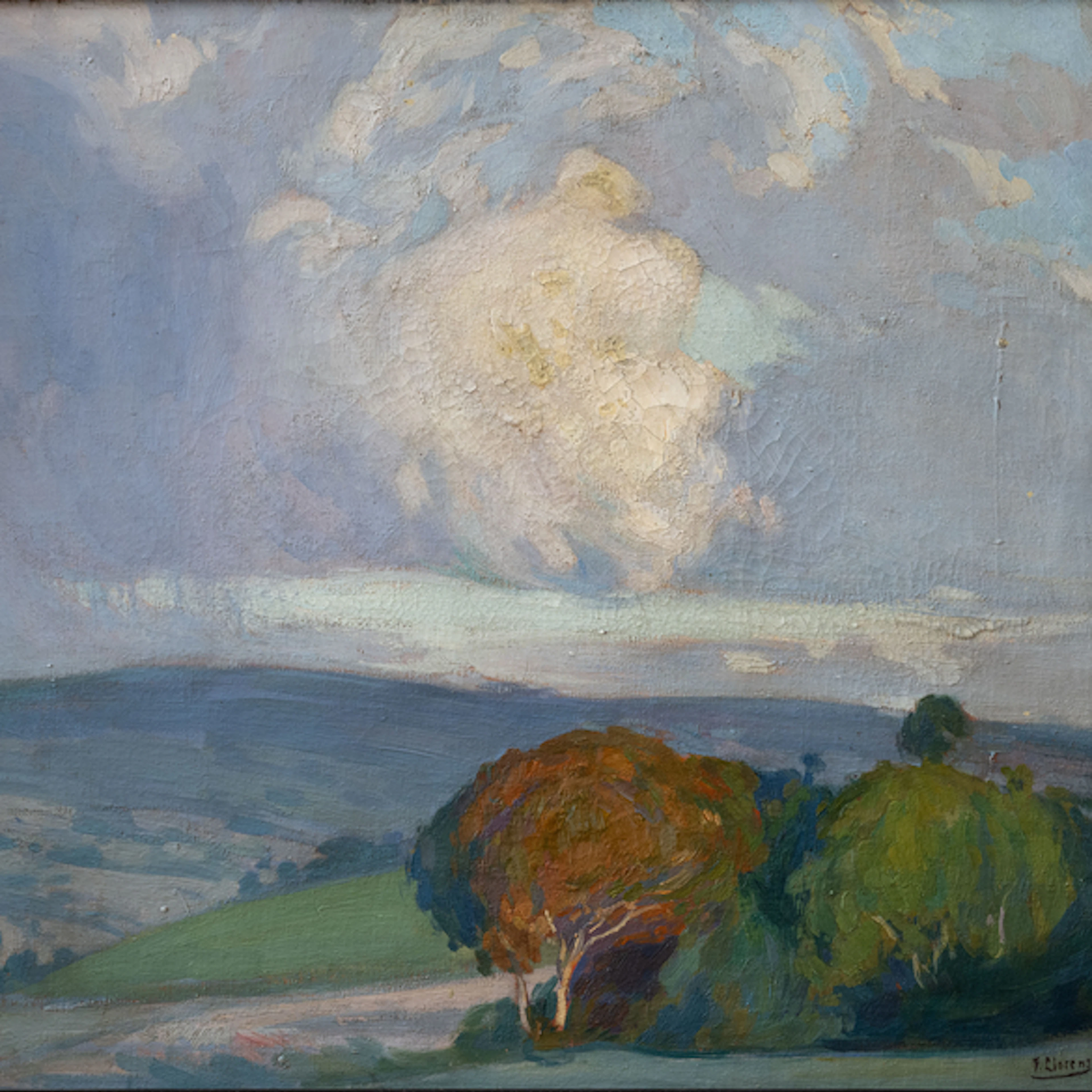 "Paisaje con arbolada" Authorship: FRANCISCO LLORENS DIAZ (A coruña, 1874-1948)