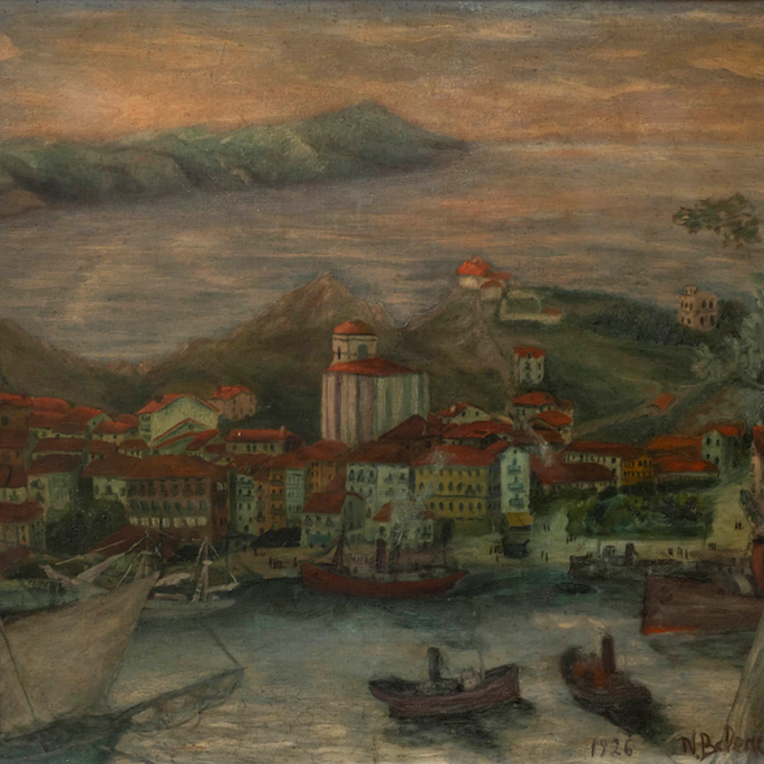 "Vista del puerto de Zumaya" Authorship: NARCISO BALENCIAGA (Arrona