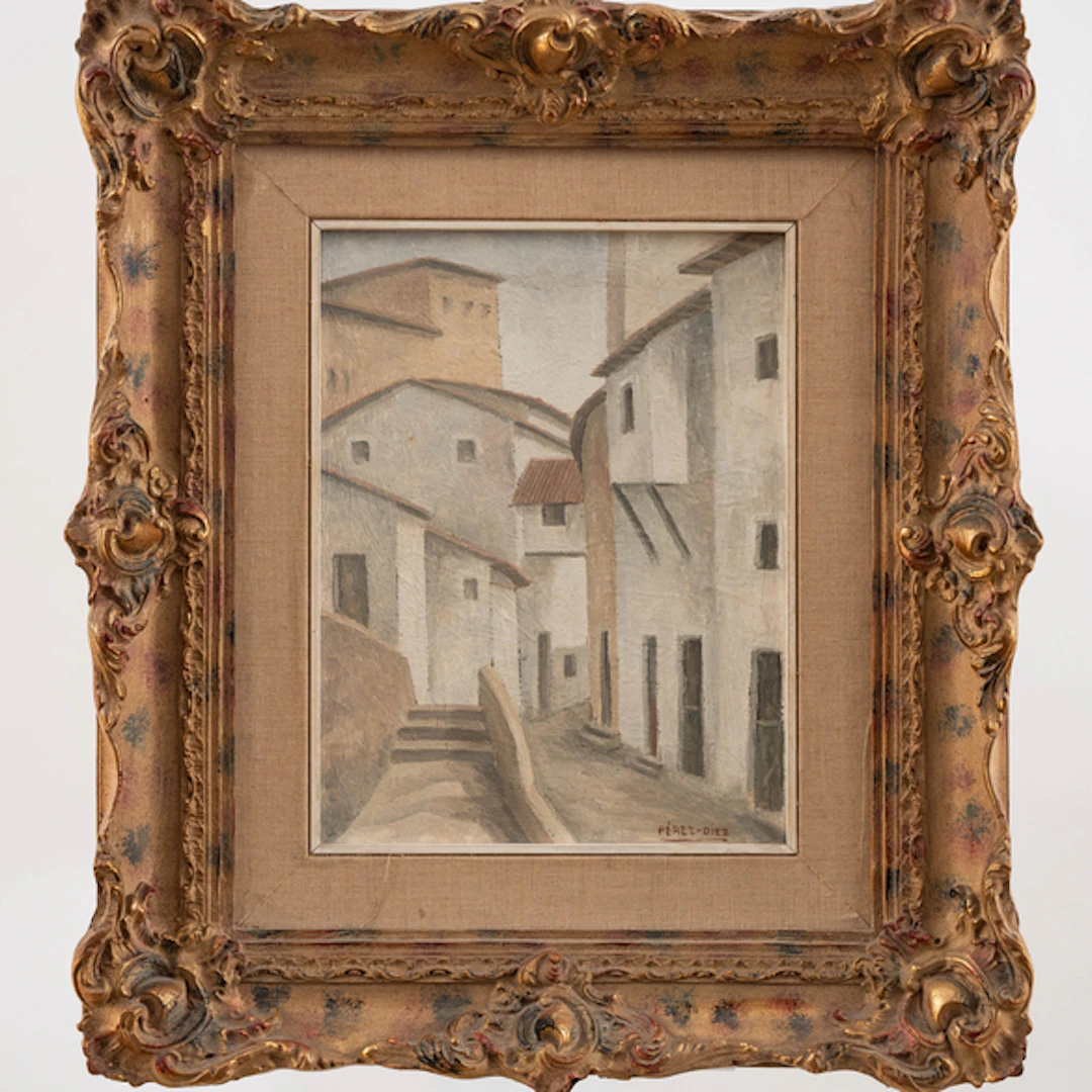"Casas de Motrico" Authorship: JOSE LUIS PEREZ DIEZ(Bilbao, 1931-1992)