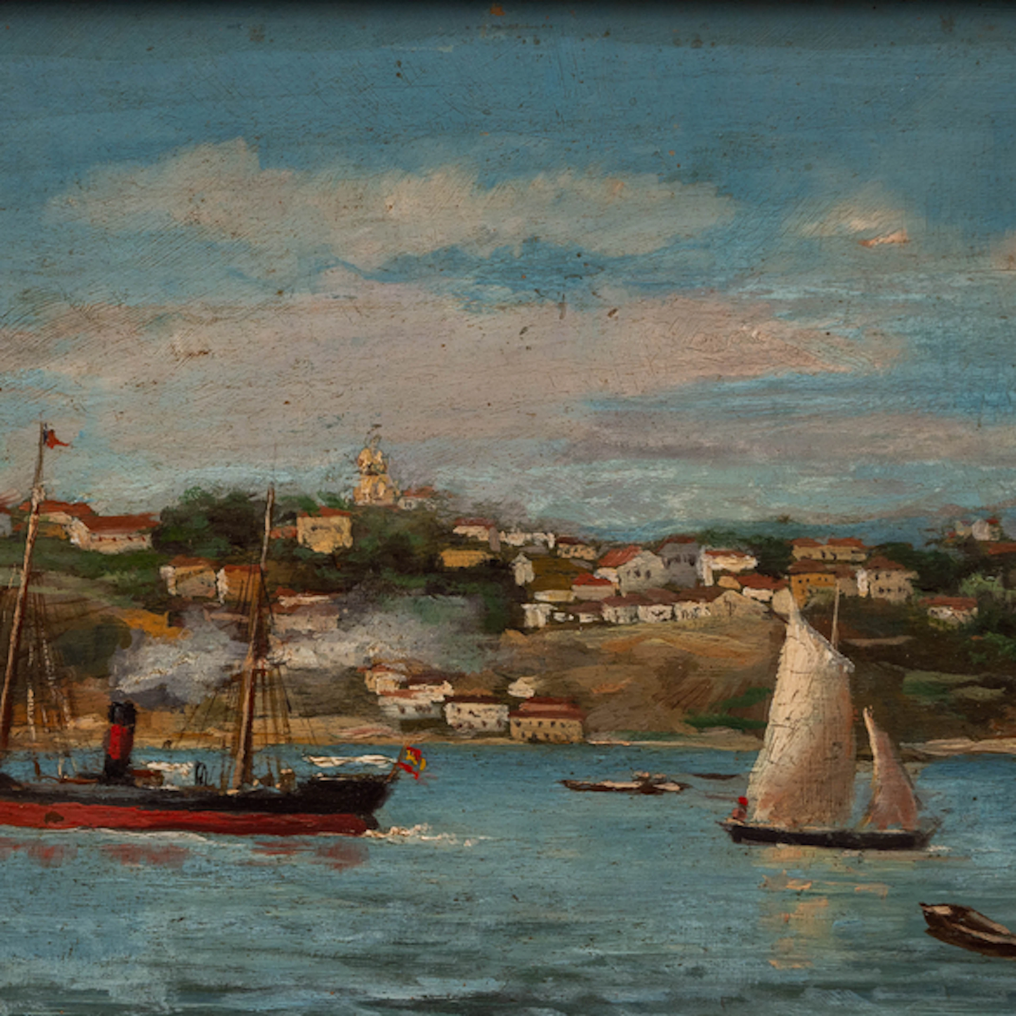 "Vista de Algorta" Authorship: C. MORAL, ESCUELA ESPAÑOLA, Finales