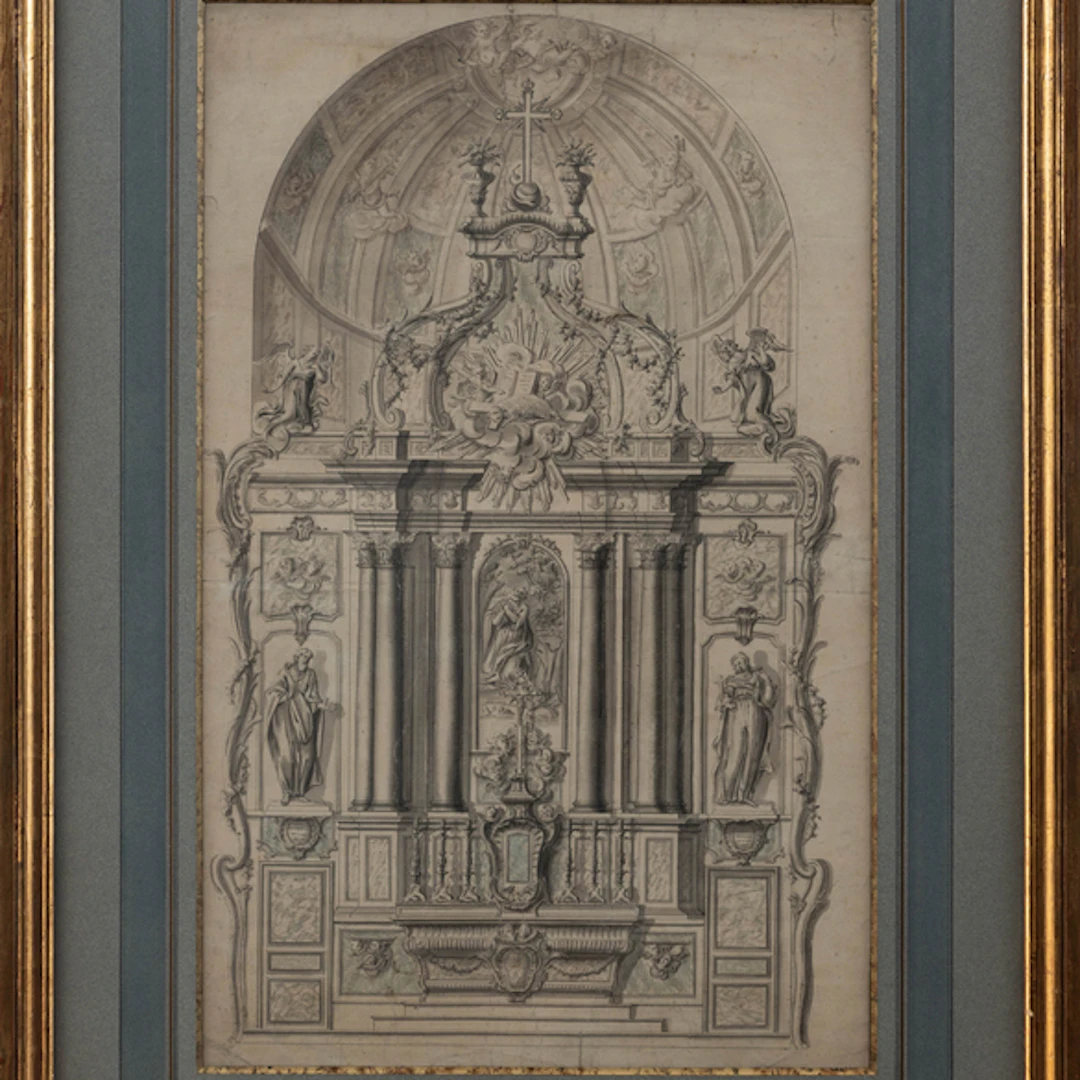 "Diseño arquitectónico de retablo " Authorship: Escuela Española del