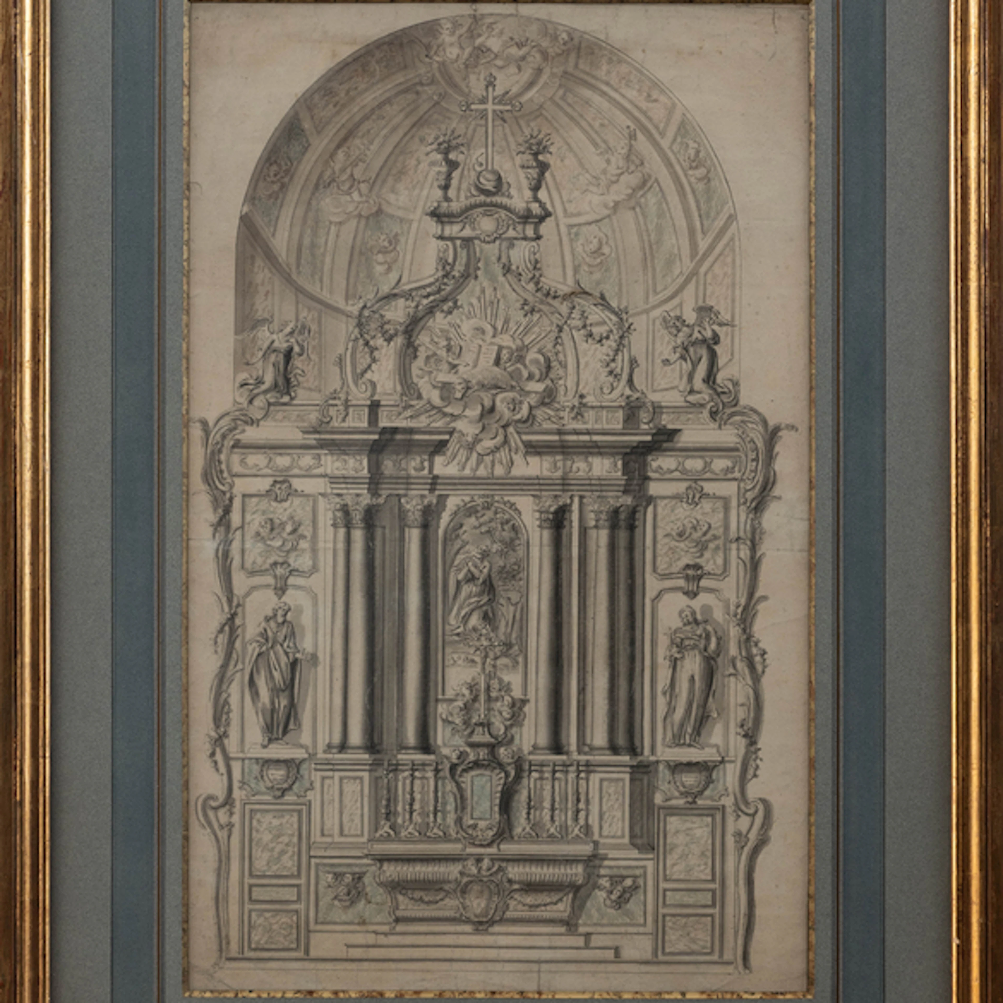 "Diseño arquitectónico de retablo " Authorship: Escuela Española del