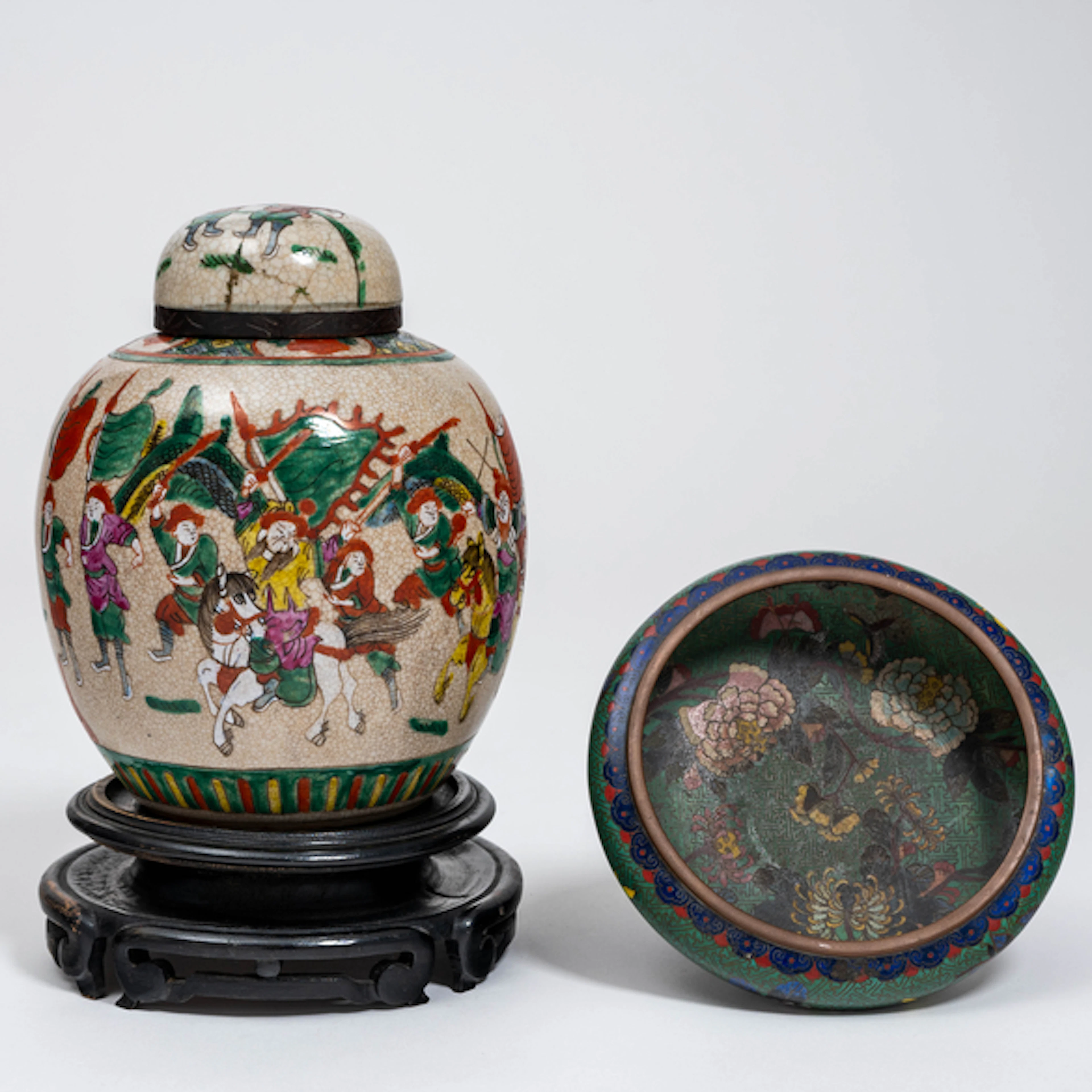 Conjunto de lavador de pinceles y tarro de jengibre en porcelana china