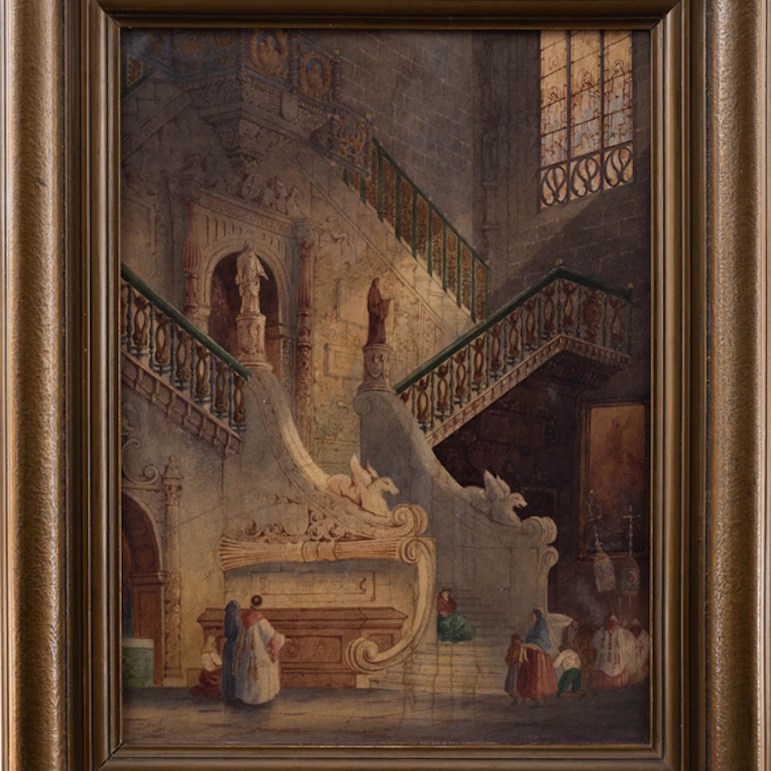 "Escalera Dorada" 1888 Authorship: LEONARD HUNT(Inglaterra, 1838 - 1911)