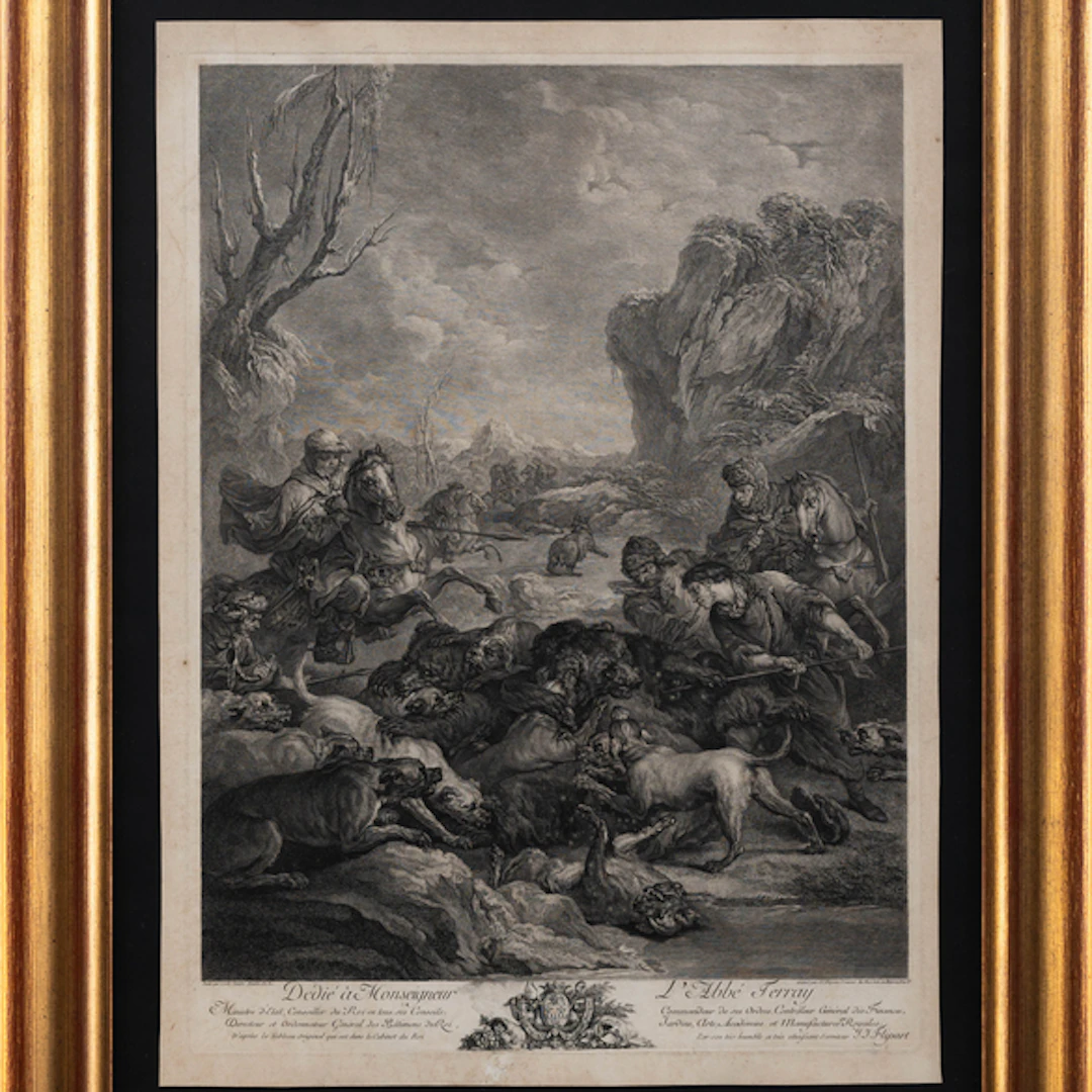 "La caza del oso" Authorship: JEAN JACQUES FLIPART(París, 1709-1782)