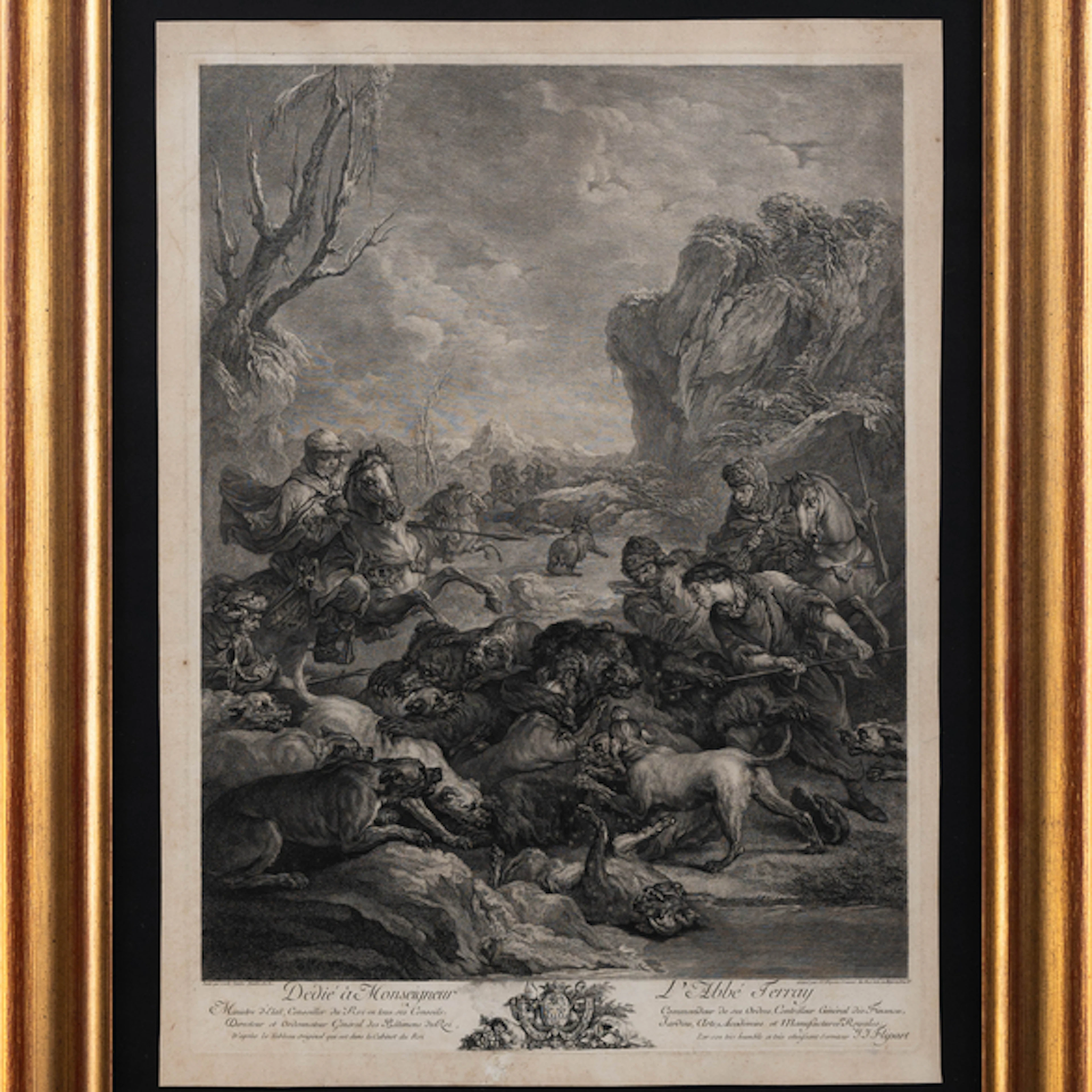 "La caza del oso" Authorship: JEAN JACQUES FLIPART(París, 1709-1782)
