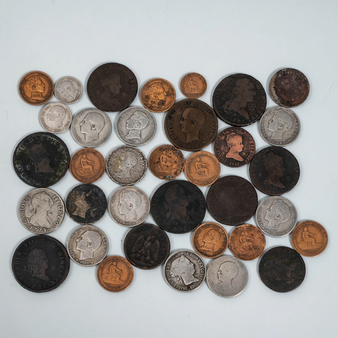 Conjunto de trece monedas en plata de Carlos III, Alfonso XII, Alfonso