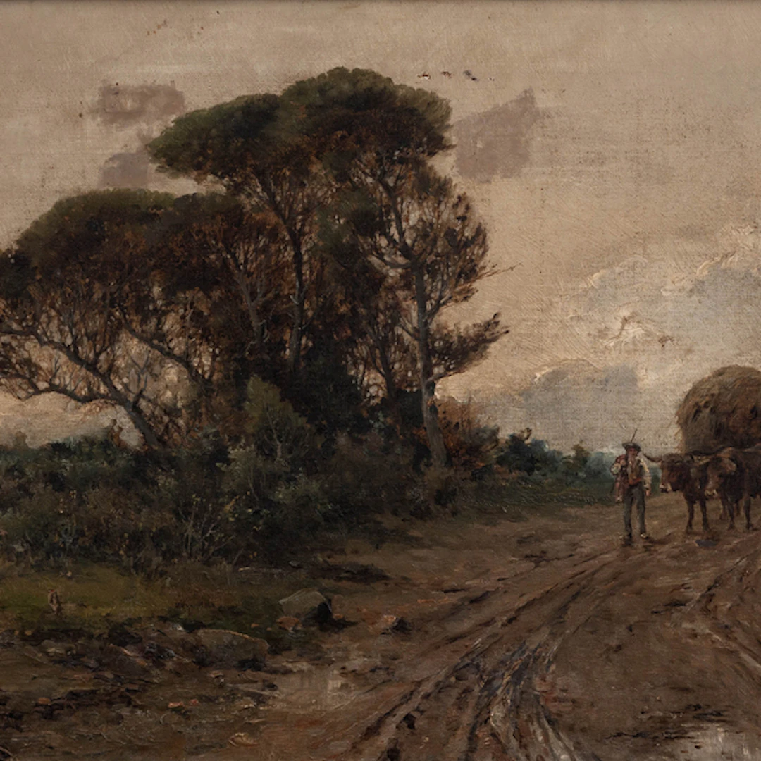 "Campesino con bueyes" Authorship: JOSE VILAR Y TORRES (Valencia, 1828-1904)