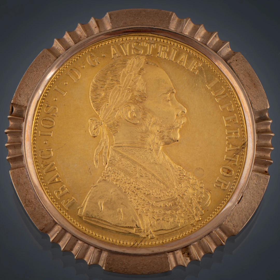 Broche con moneda de cuatro ducados del Emperador de Austria Francisco
