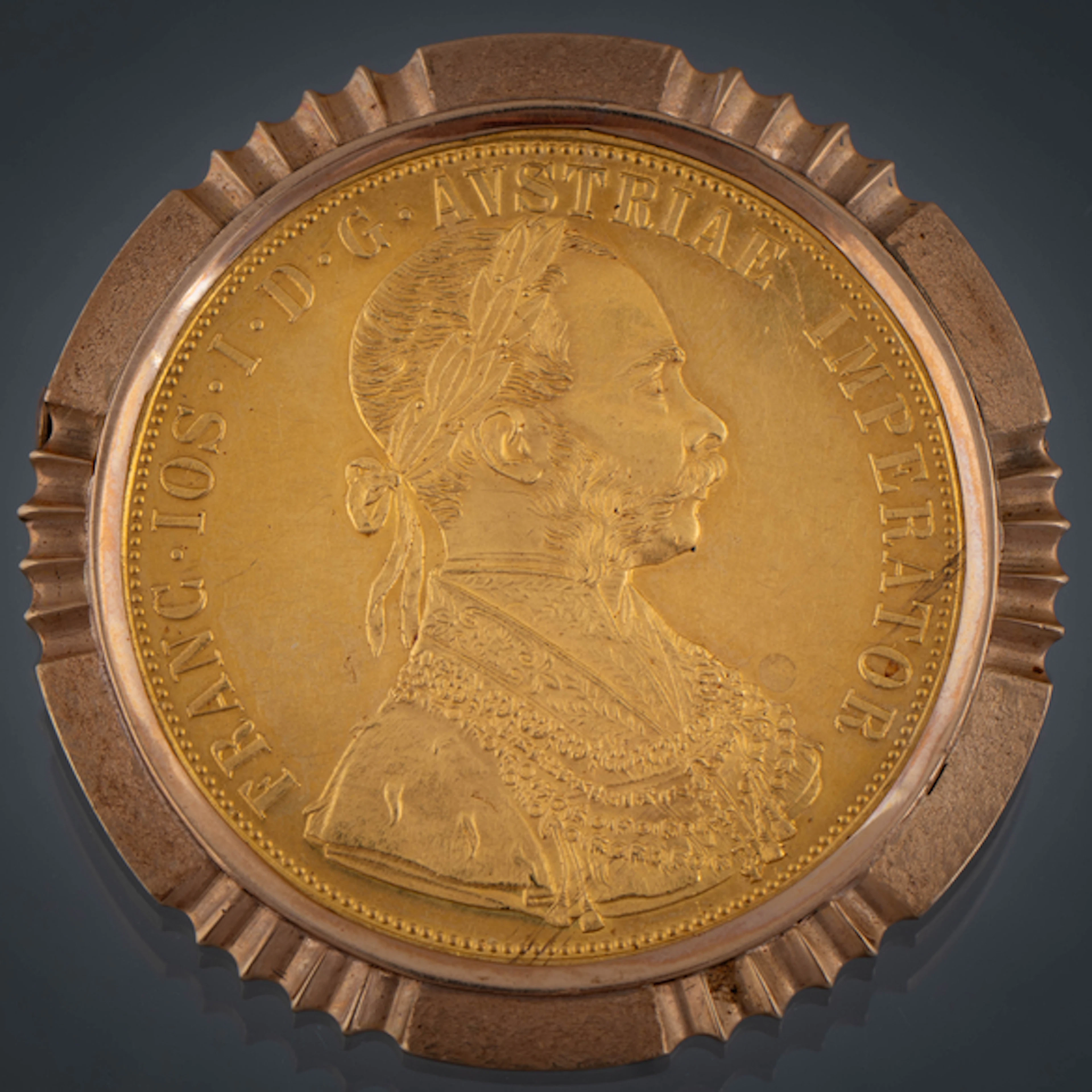 Broche con moneda de cuatro ducados del Emperador de Austria Francisco