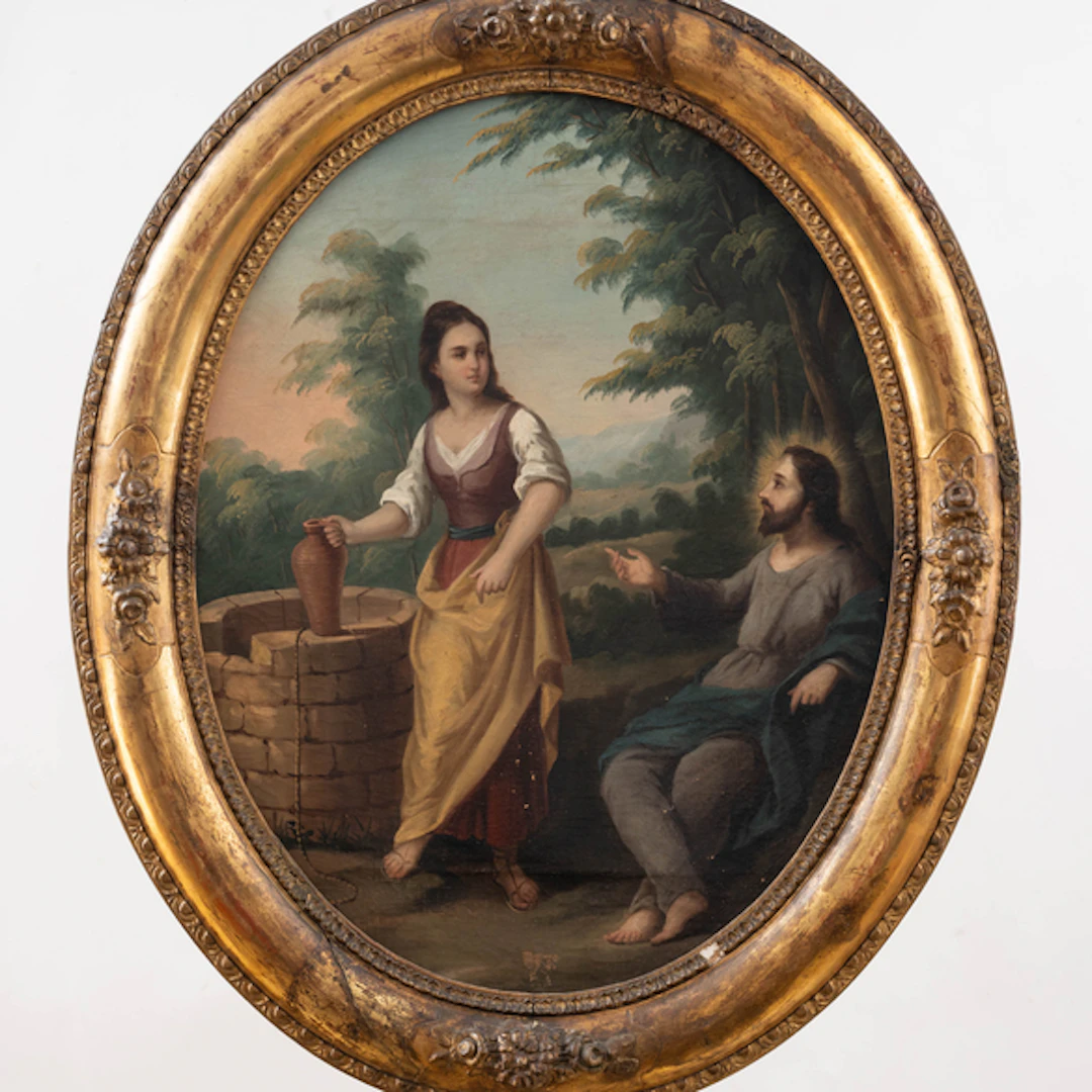"Jesús y la Samaritana en el pozo" Authorship: ESCUELA SEVILLANA DEL SIGLO XIX