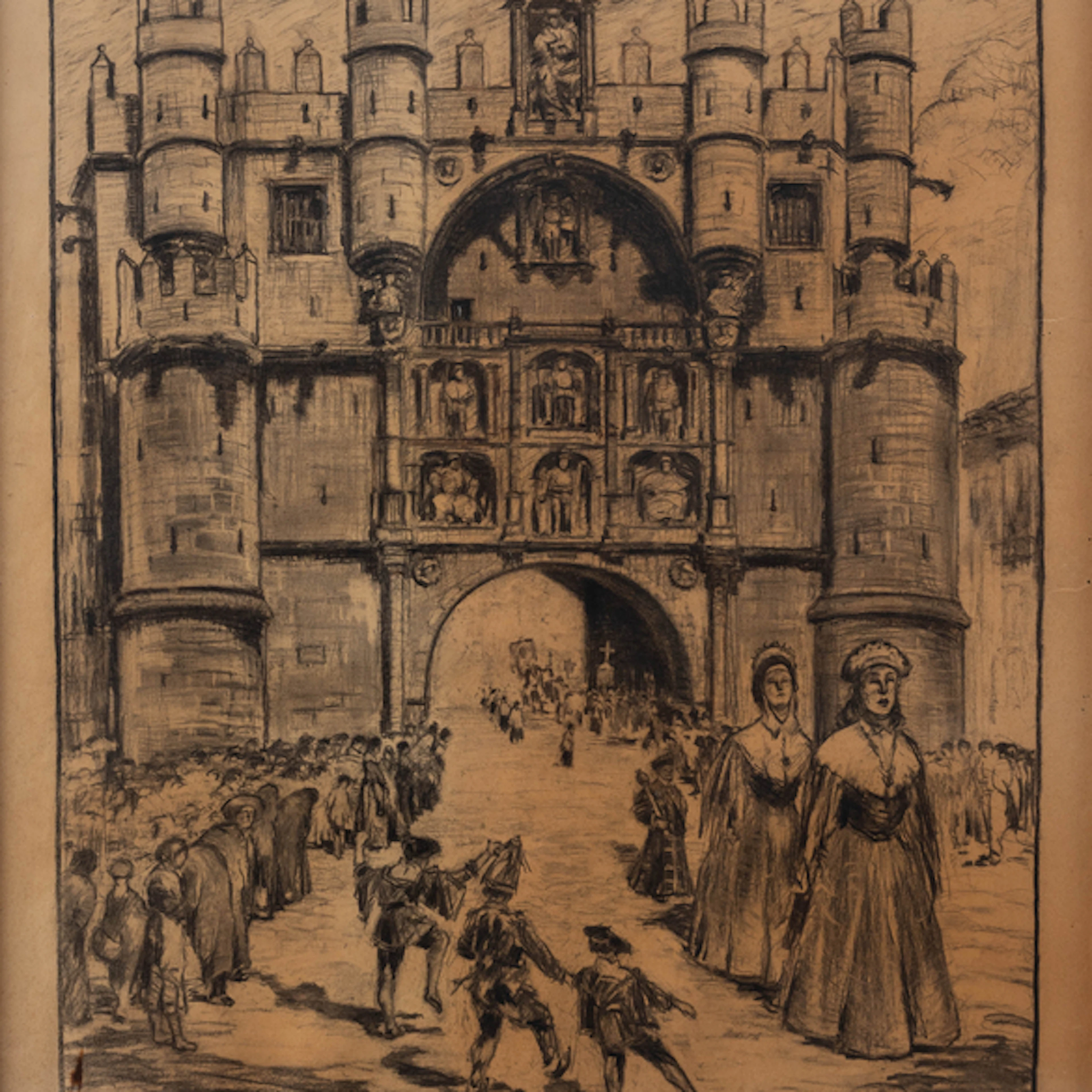 "Puerta de Santa María, Burgos C. 1939" Authorship: JUAN DE SARIDAKIS(Alejandría
