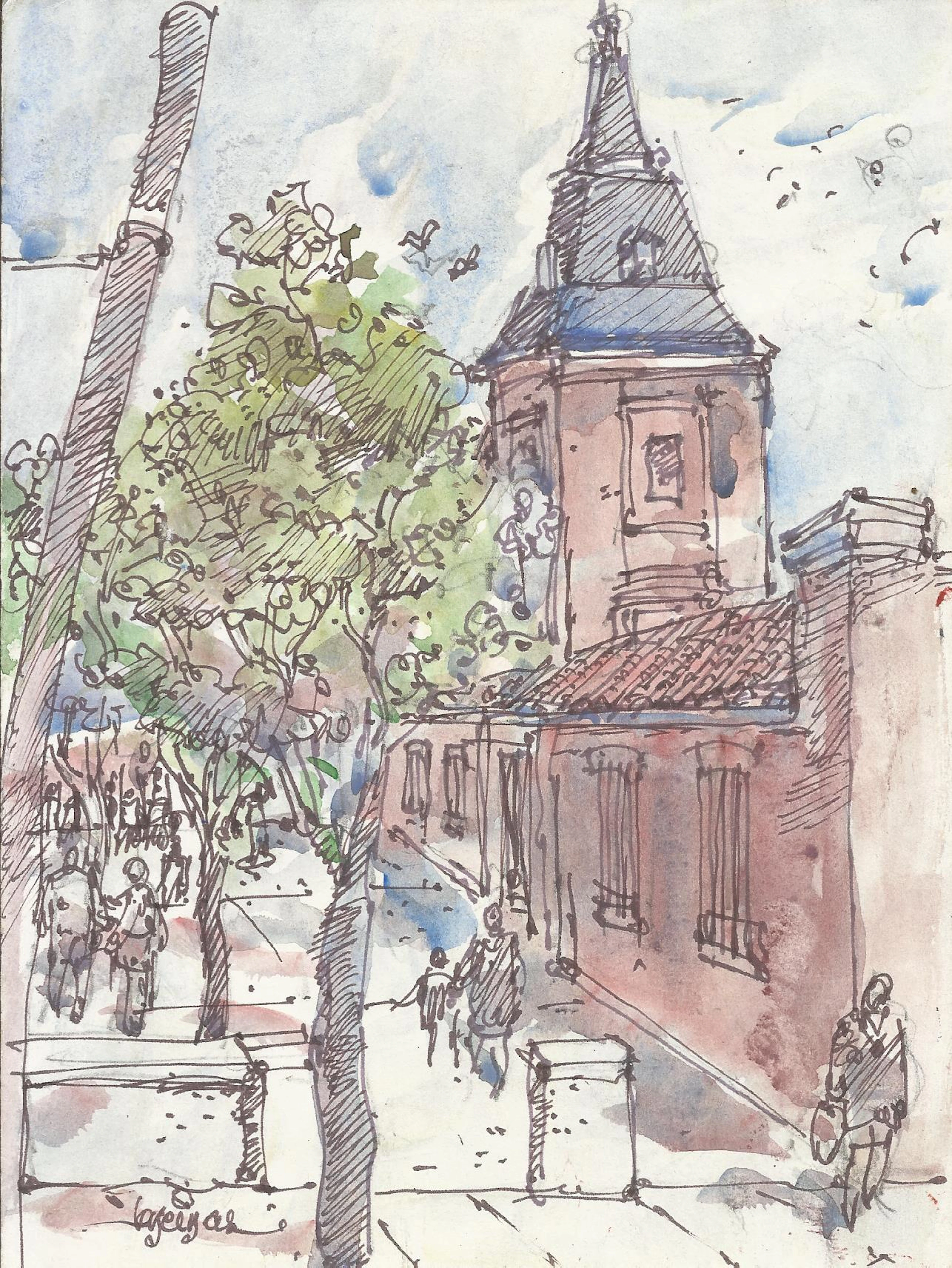 Carlos Enrique Lencinas Gómez. Watercolor and ink on paper. “Palace