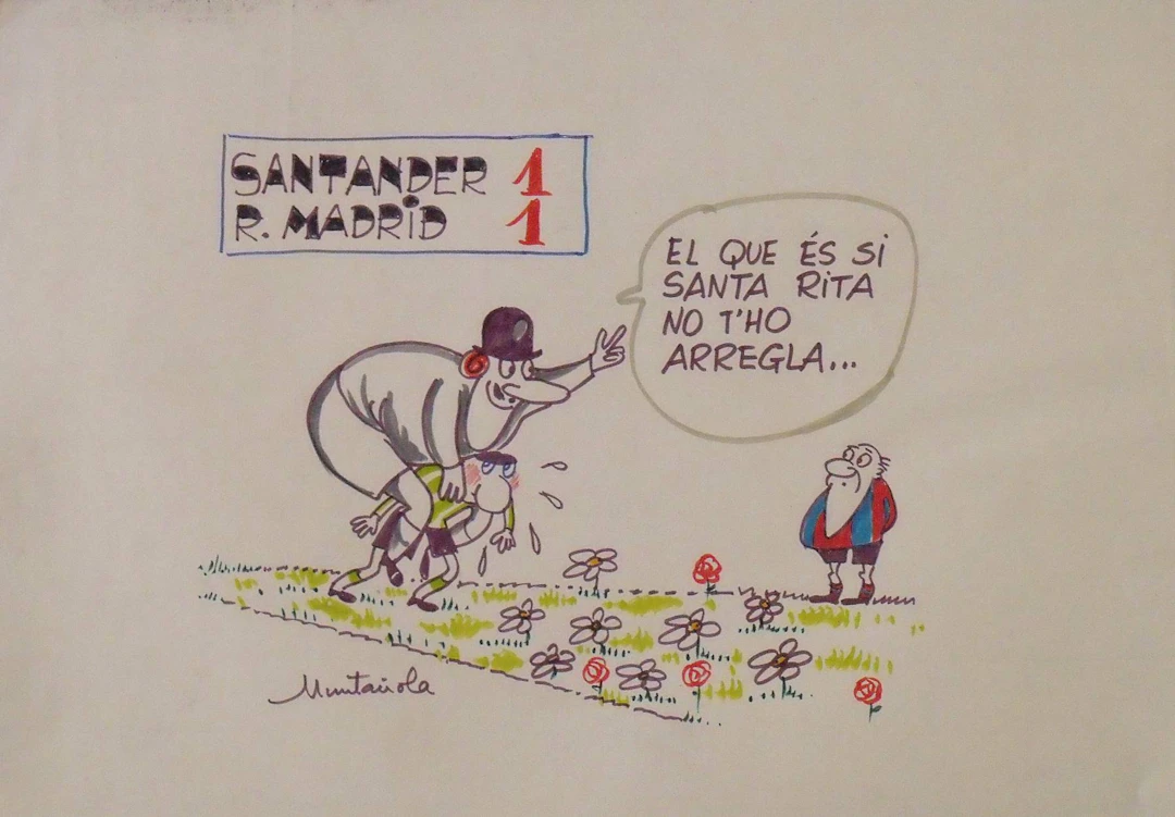 Joaquim Muntañola. “Santander 1 Real Madrid 1” marker drawing. Hand