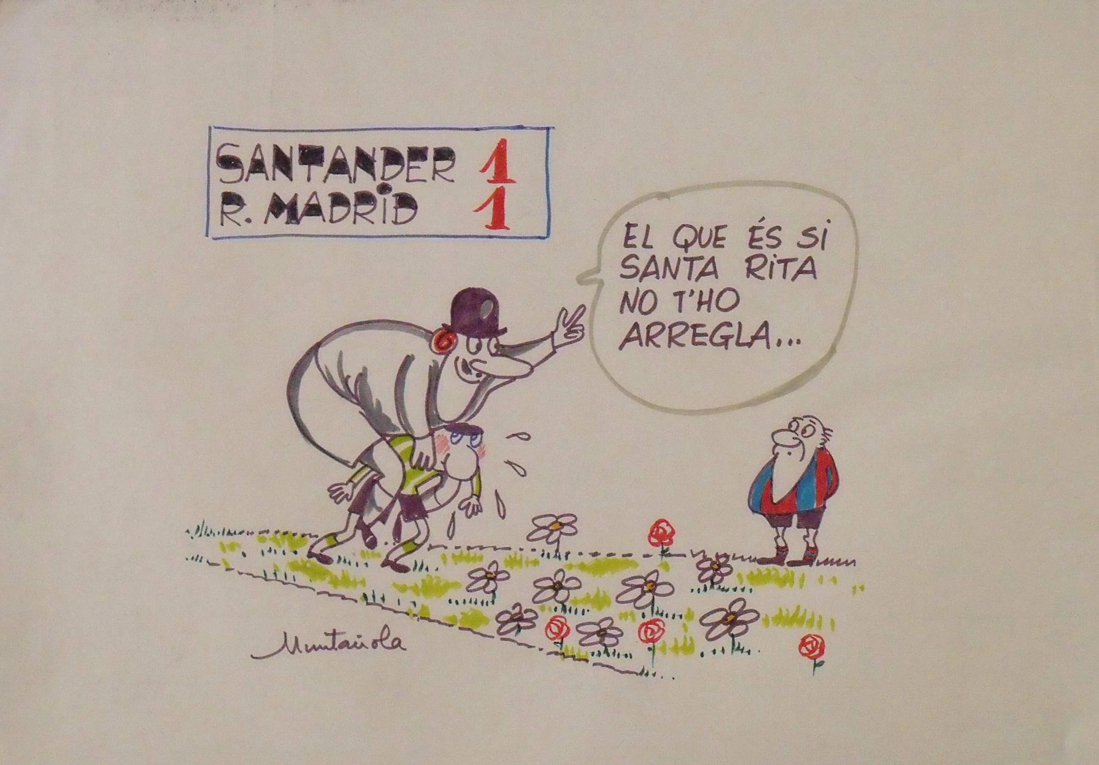 Joaquim Muntañola. “Santander 1 Real Madrid 1” marker drawing. Hand