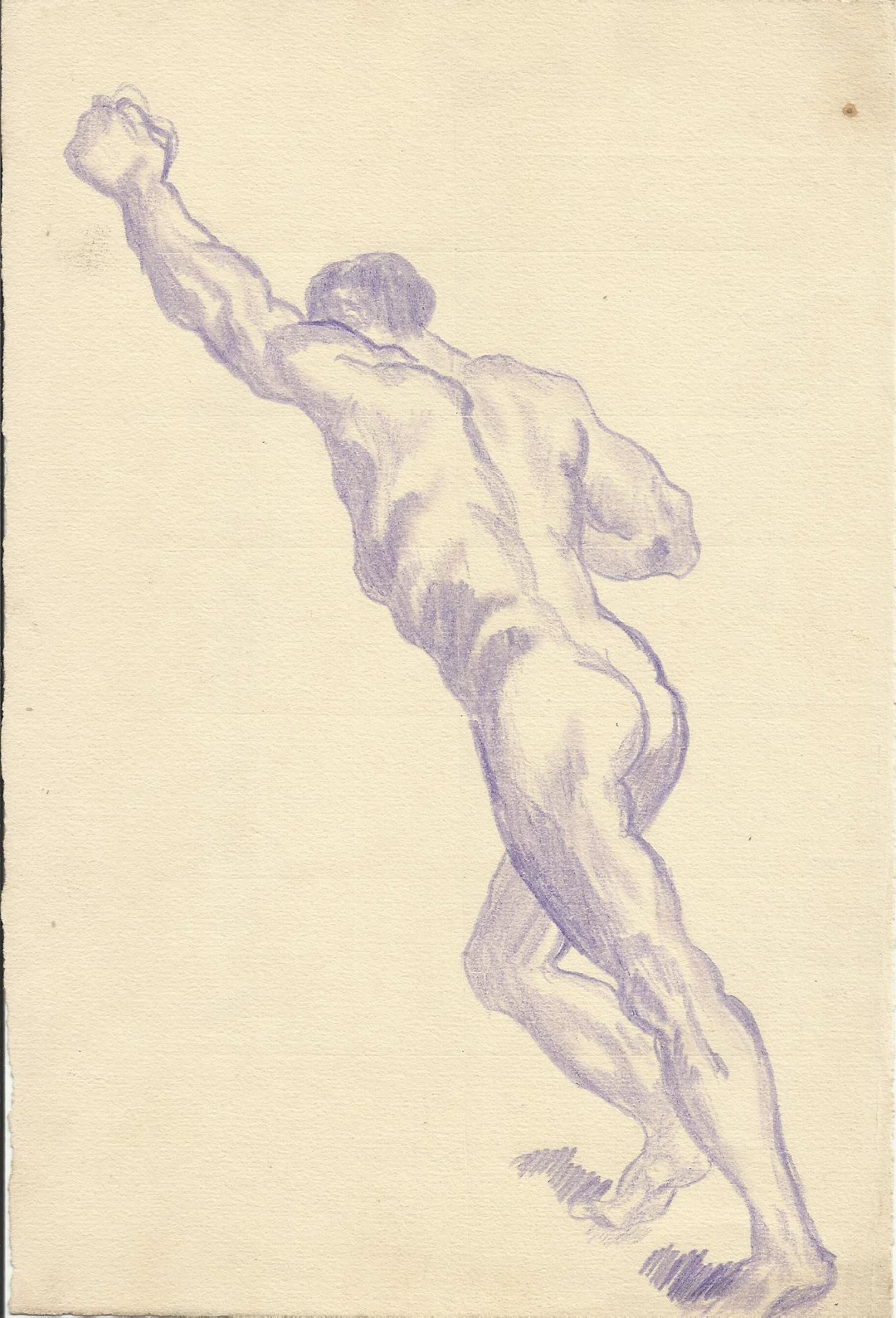Atilano Vidal Adam. Drawing on paper. "Male Nude". Hand signed on