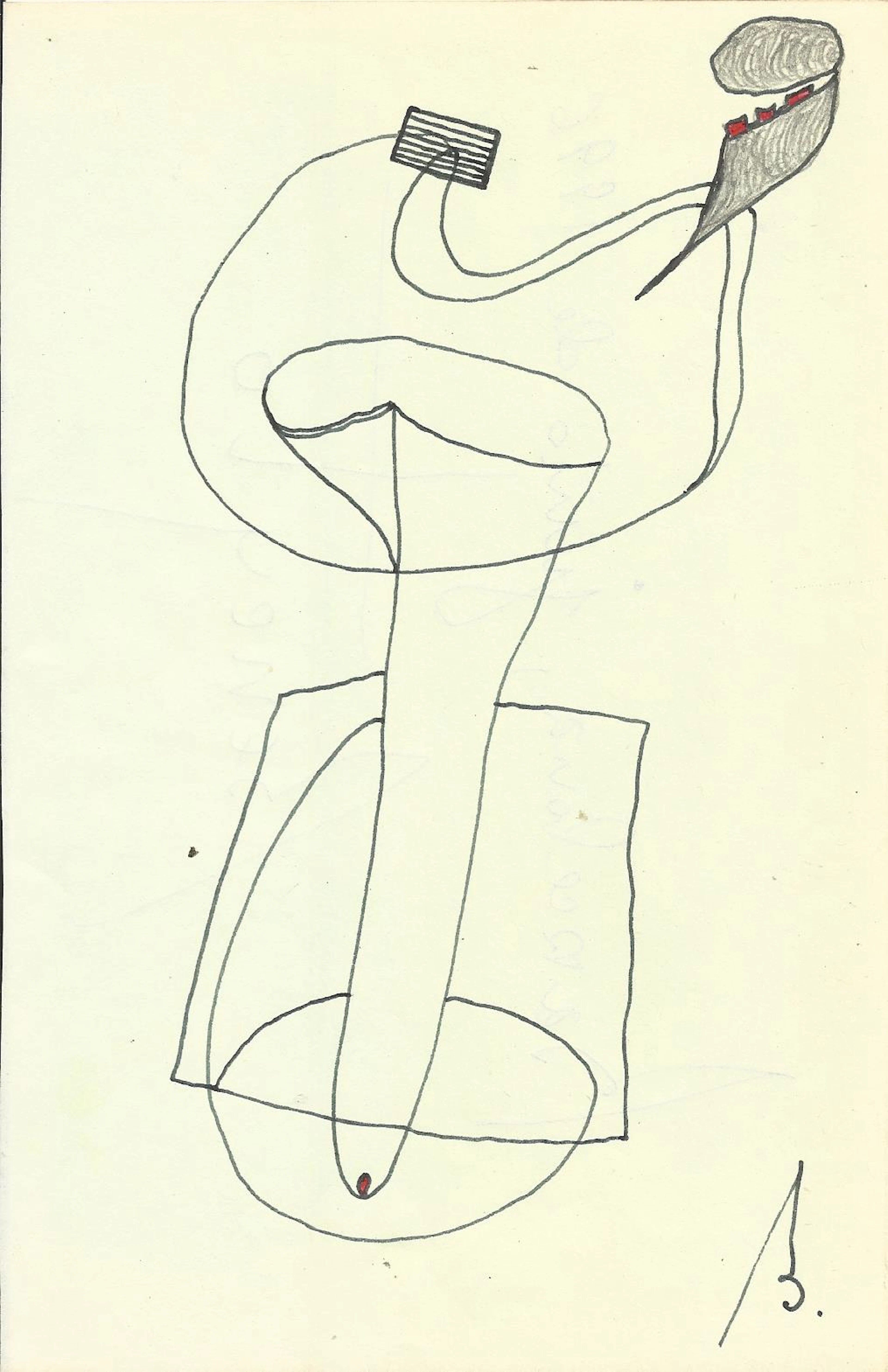 Antonio Beneyto. Ink and colored drawing on paper. Surrealism. Hand-signed