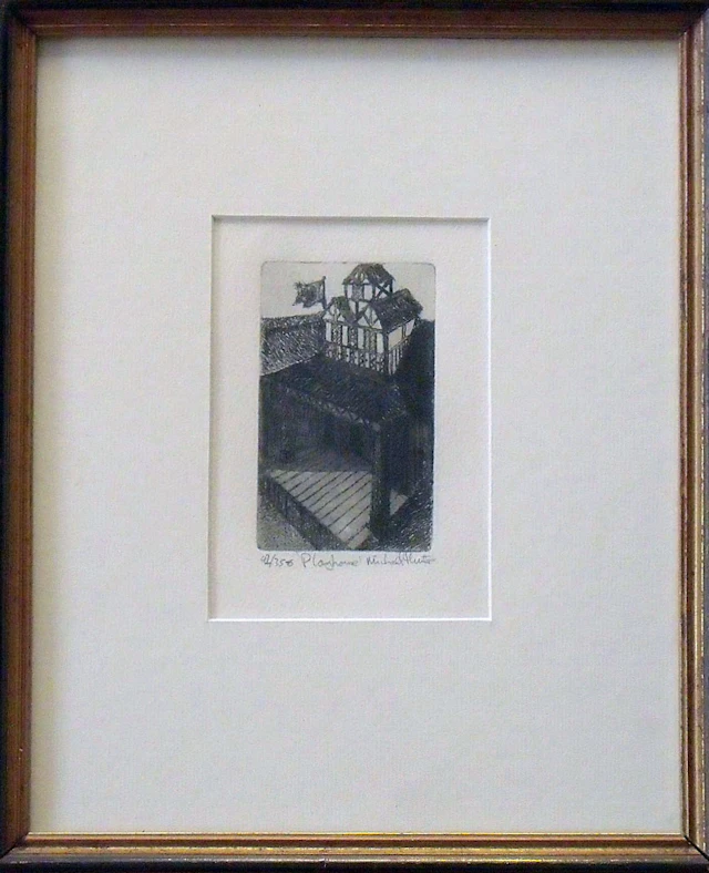 Michael Hunter. Engraving "Playhouse". Numbered 42/356. Hand signed. 38x32cm.