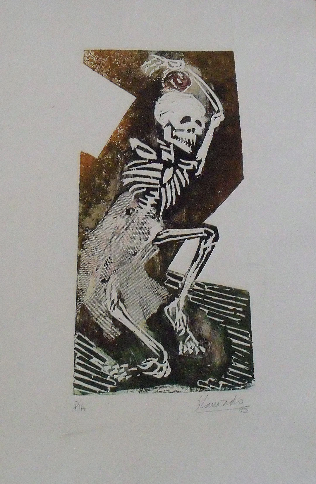 Sergio Laniado. Engraving "Skeleton". Artist proof. Hand signed. nineteen