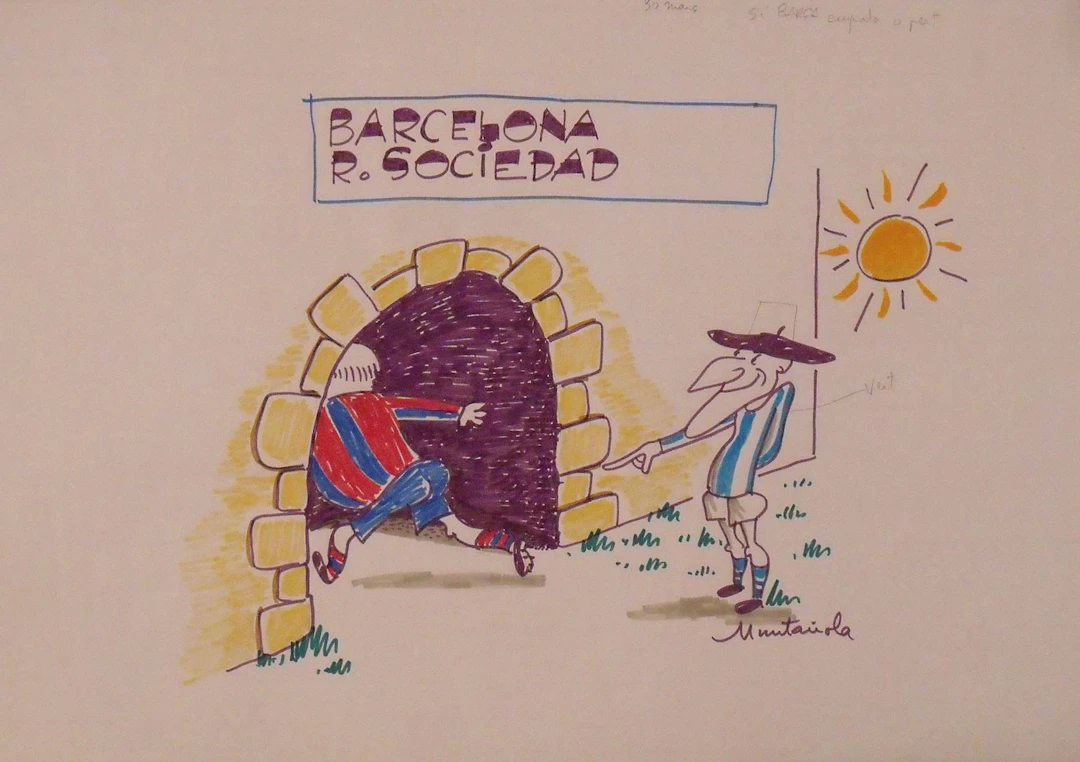 Joaquim Muntañola. “Barcelona - Real Sociedad” marker drawing. Hand