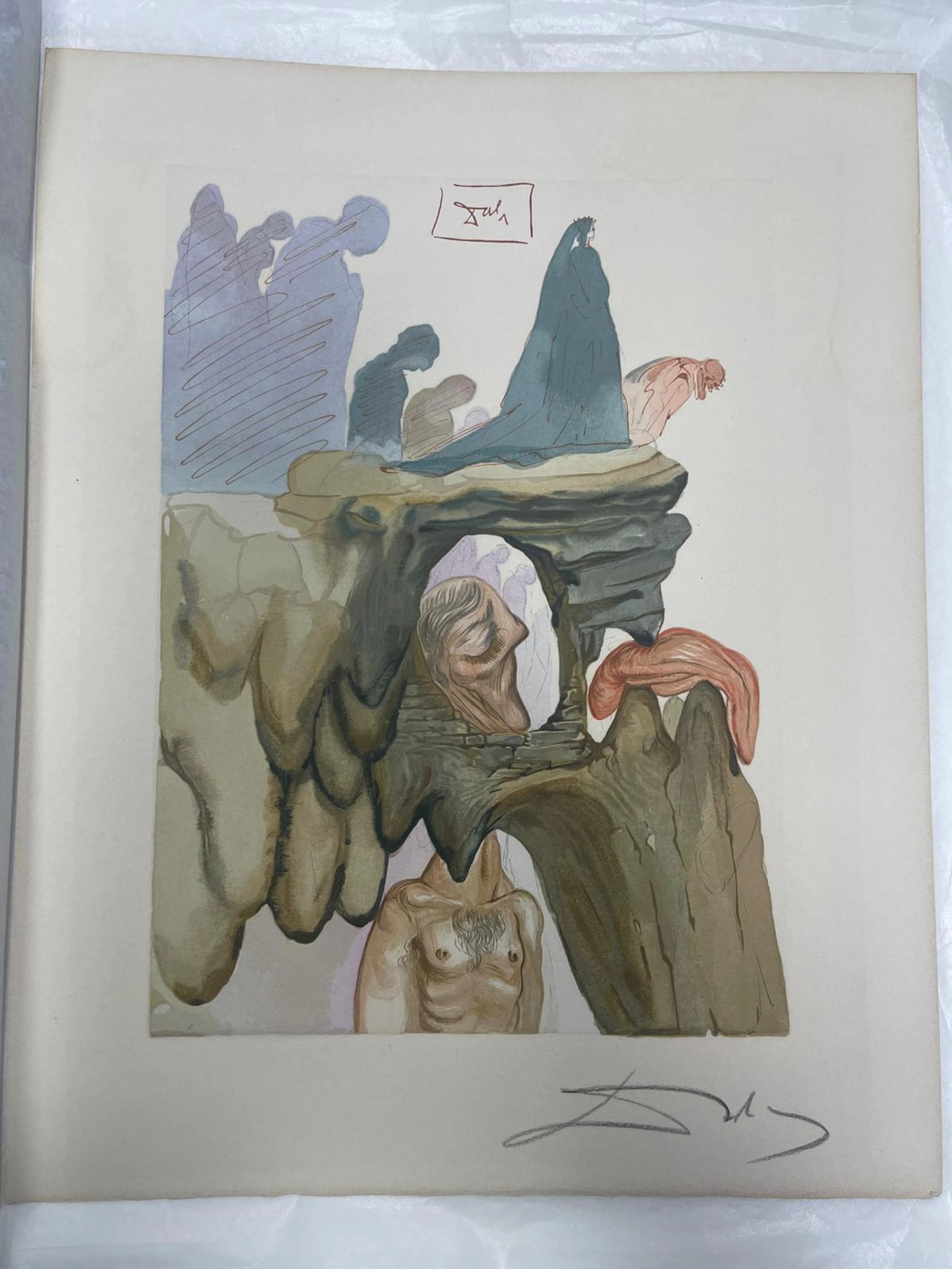 Salvador Dalí - Inferno 10 - Figures on the Rock and Descent
