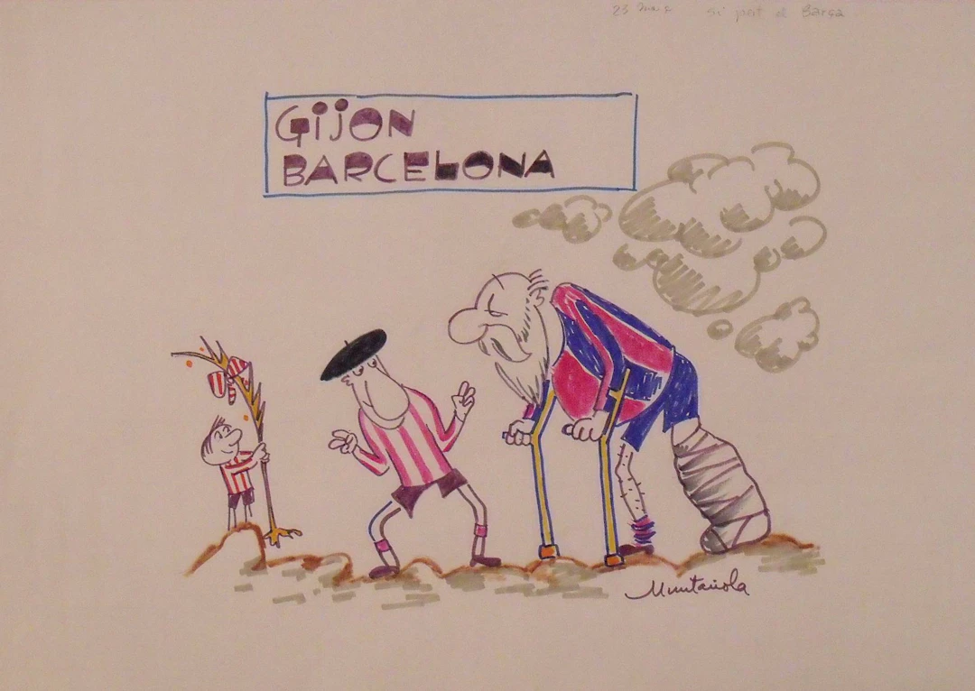 Joaquim Muntañola. “Gijón Barcelona” marker drawing. Hand signed.