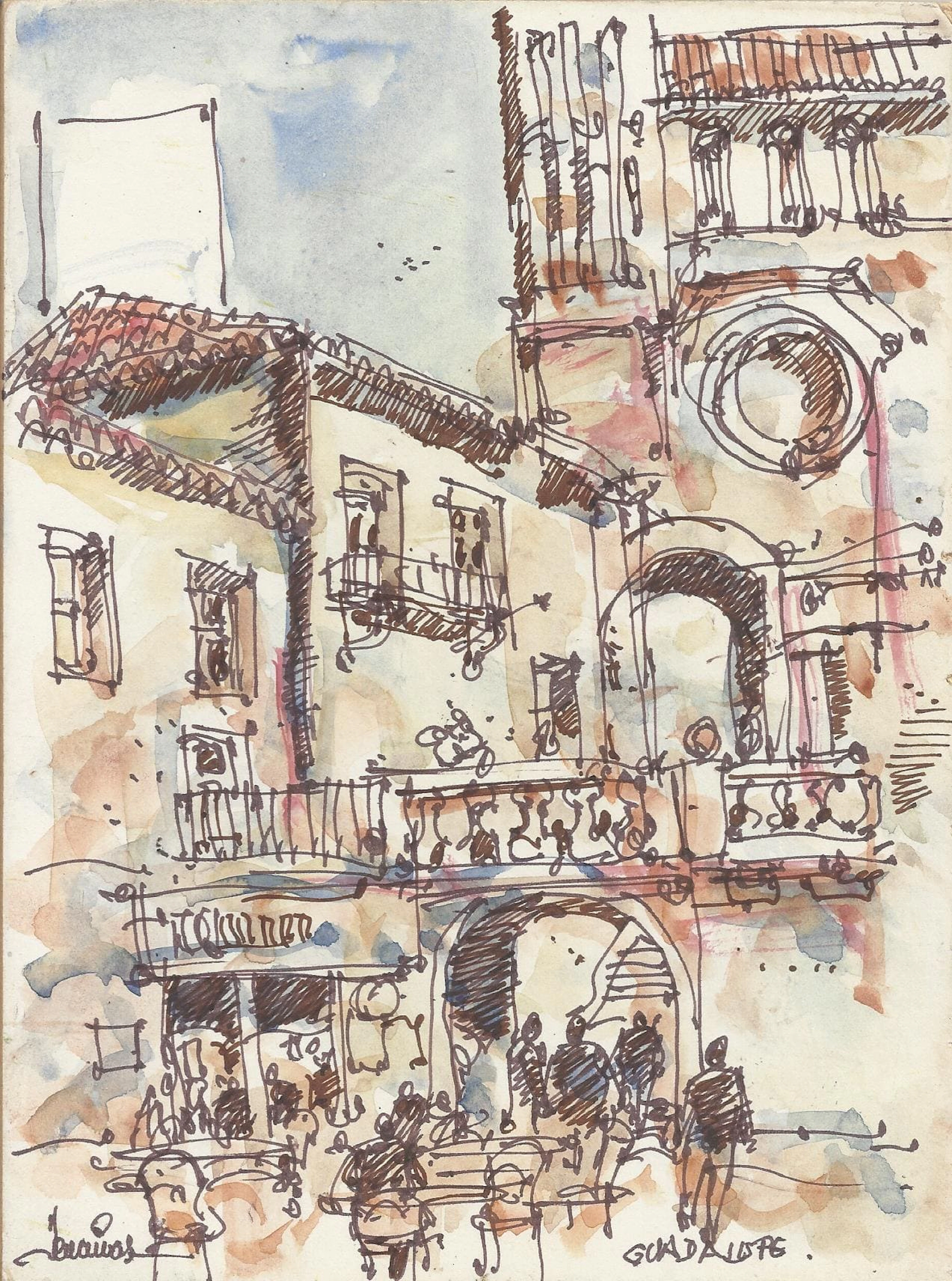 Carlos Enrique Lencinas Gómez. Watercolor and ink on paper. “Guadalupe”.