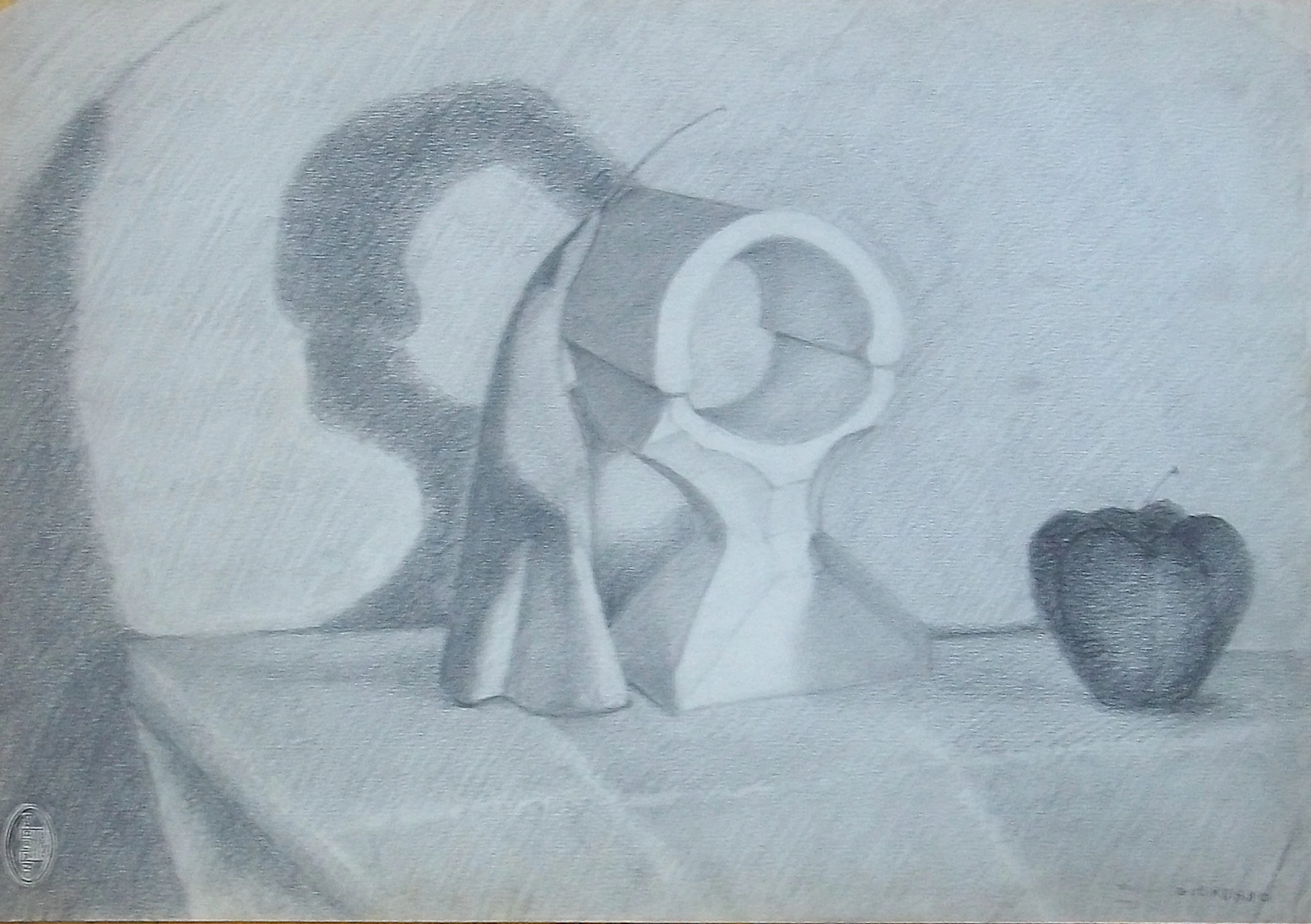 Paola Giordano. Pencil drawing on paper. "Geometric structure with