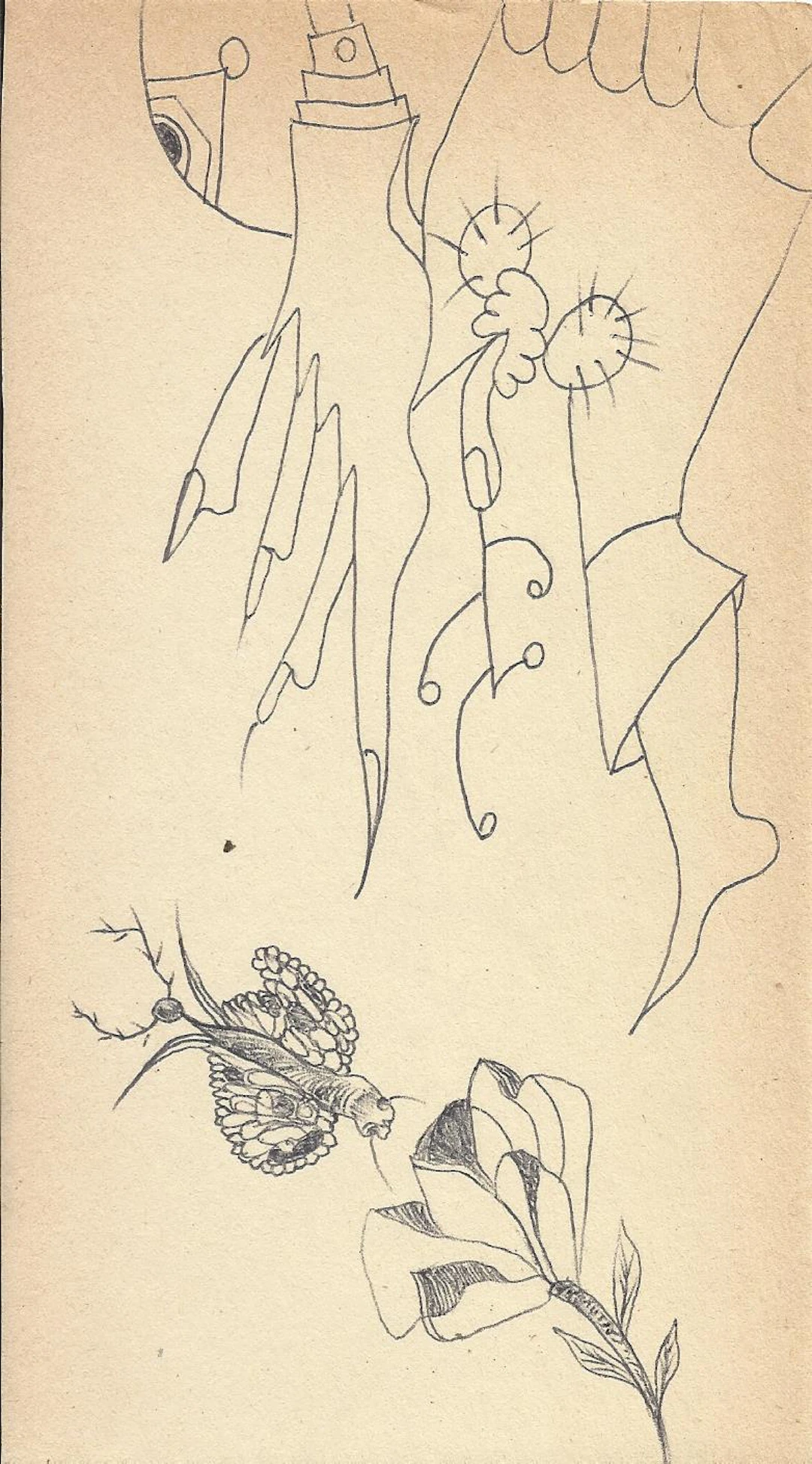 Antonio Beneyto. Ink drawing on paper. Surrealism. Unsigned. 1960s. 18x10 cm.