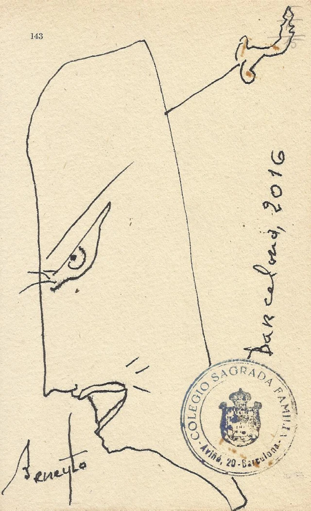 Antonio Beneyto. Ink drawing on paper. Surrealism. "Face". Hand-signed.