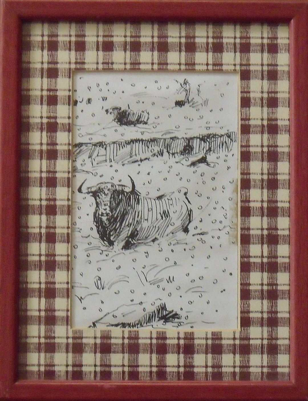 Cesar Palacios. Drawing "Bulls or Bullfighting". Ink on paper. Unsigned.