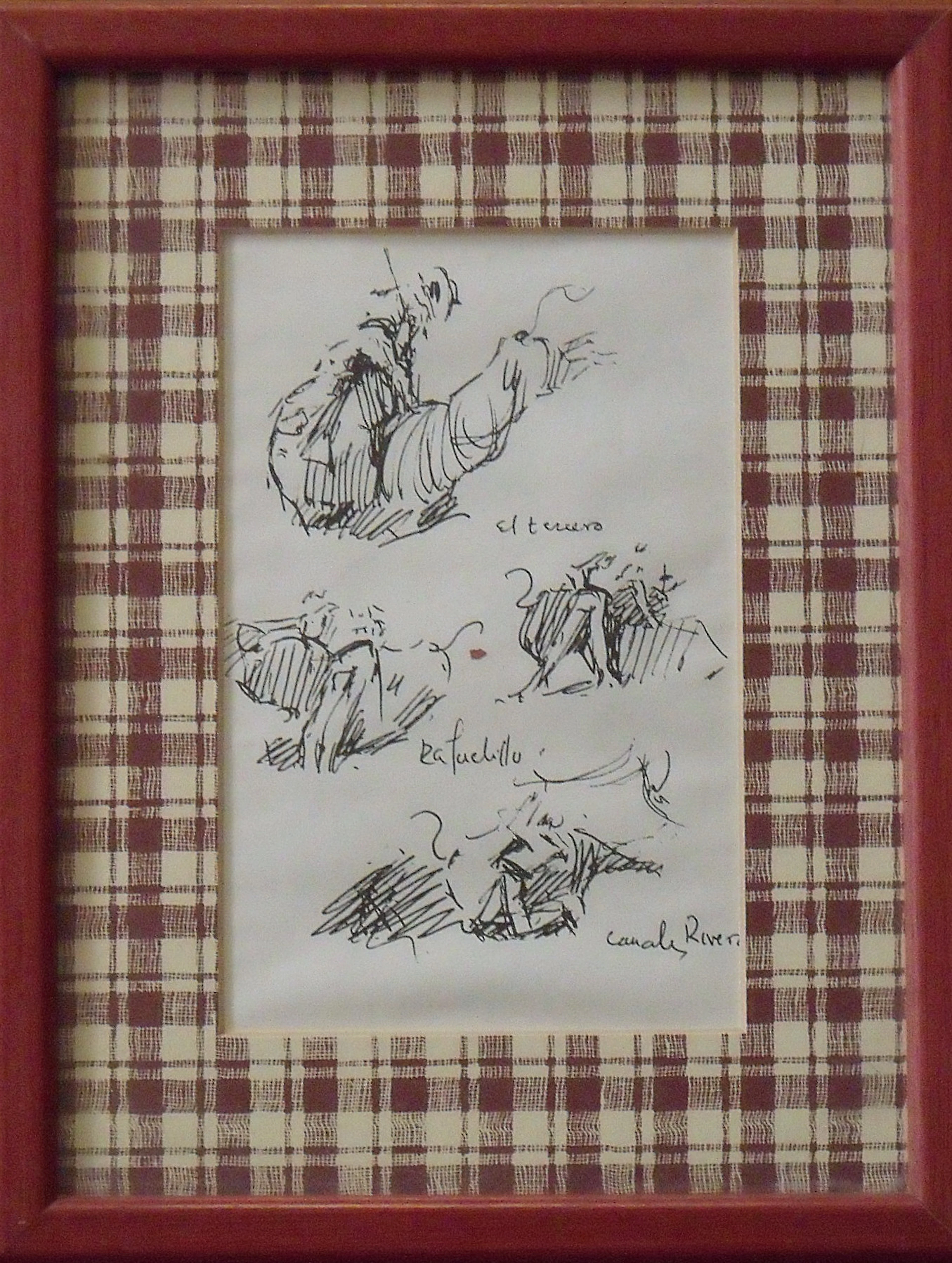 Cesar Palacios. Drawing "Bulls or Bullfighting". Ink on paper. Unsigned.