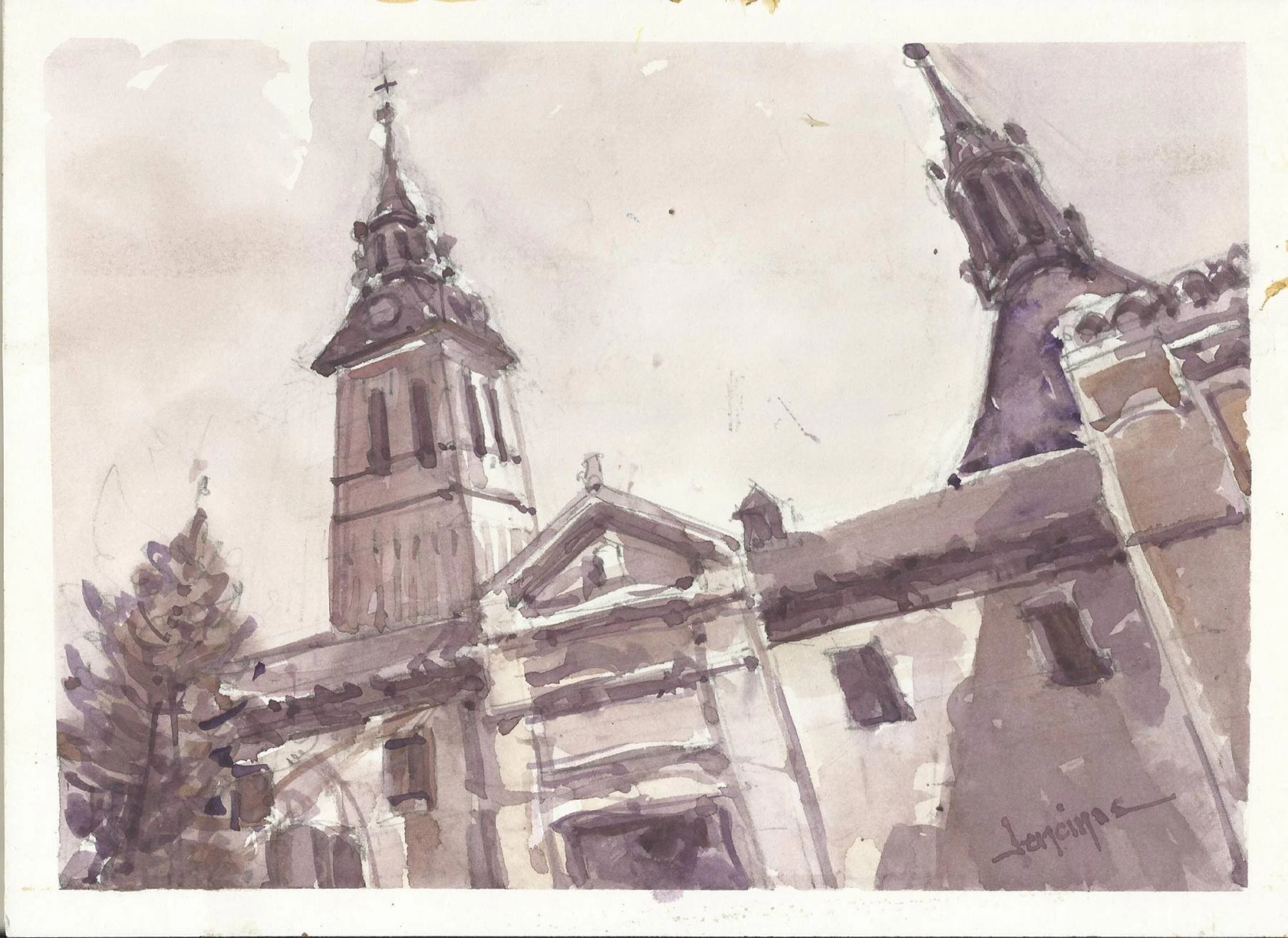 Carlos Enrique Lencinas Gómez. Watercolor on paper. “Church of Navalcarnero.