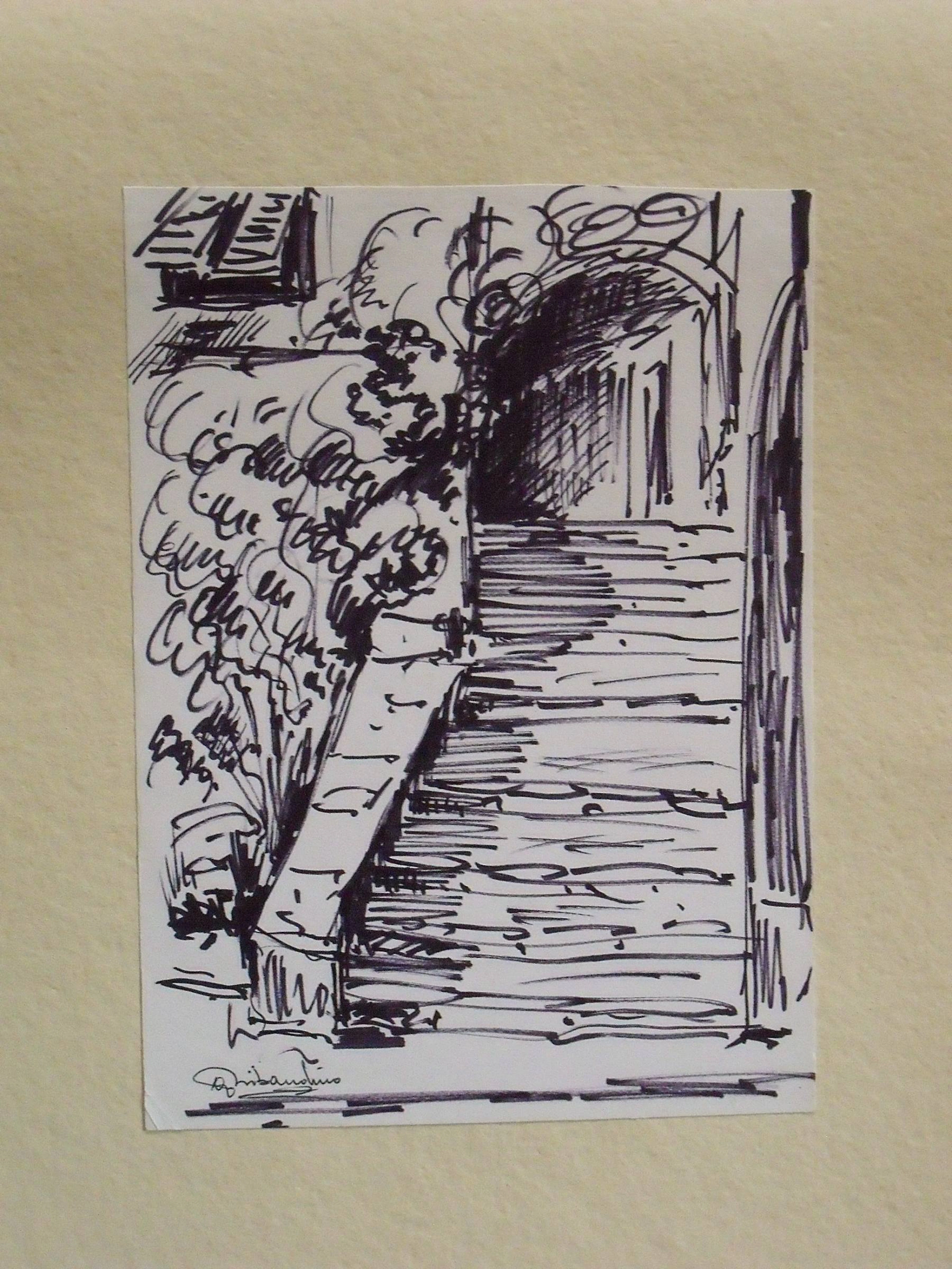 Giuseppe Tribaudino. Marker drawing or sketch. "Stairs and lowered