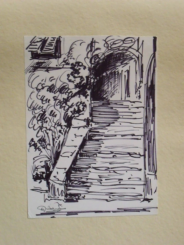 Giuseppe Tribaudino. Marker drawing or sketch. "Stairs and lowered