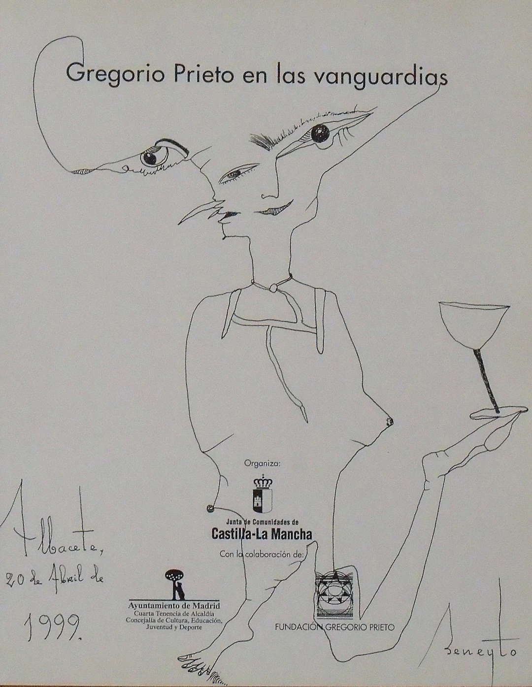 Antonio Beneyto. Ink drawing on paper. “Surrealism”. Hand-signed.