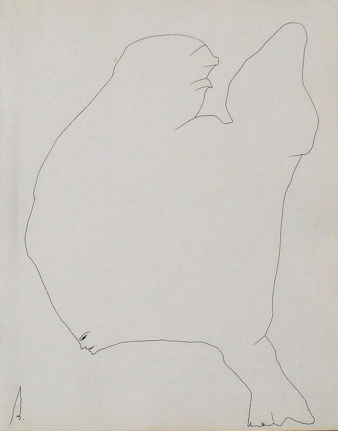 Antonio Beneyto. Ink drawing on paper. Hand signed. Surrealism. 30x23.5cm.