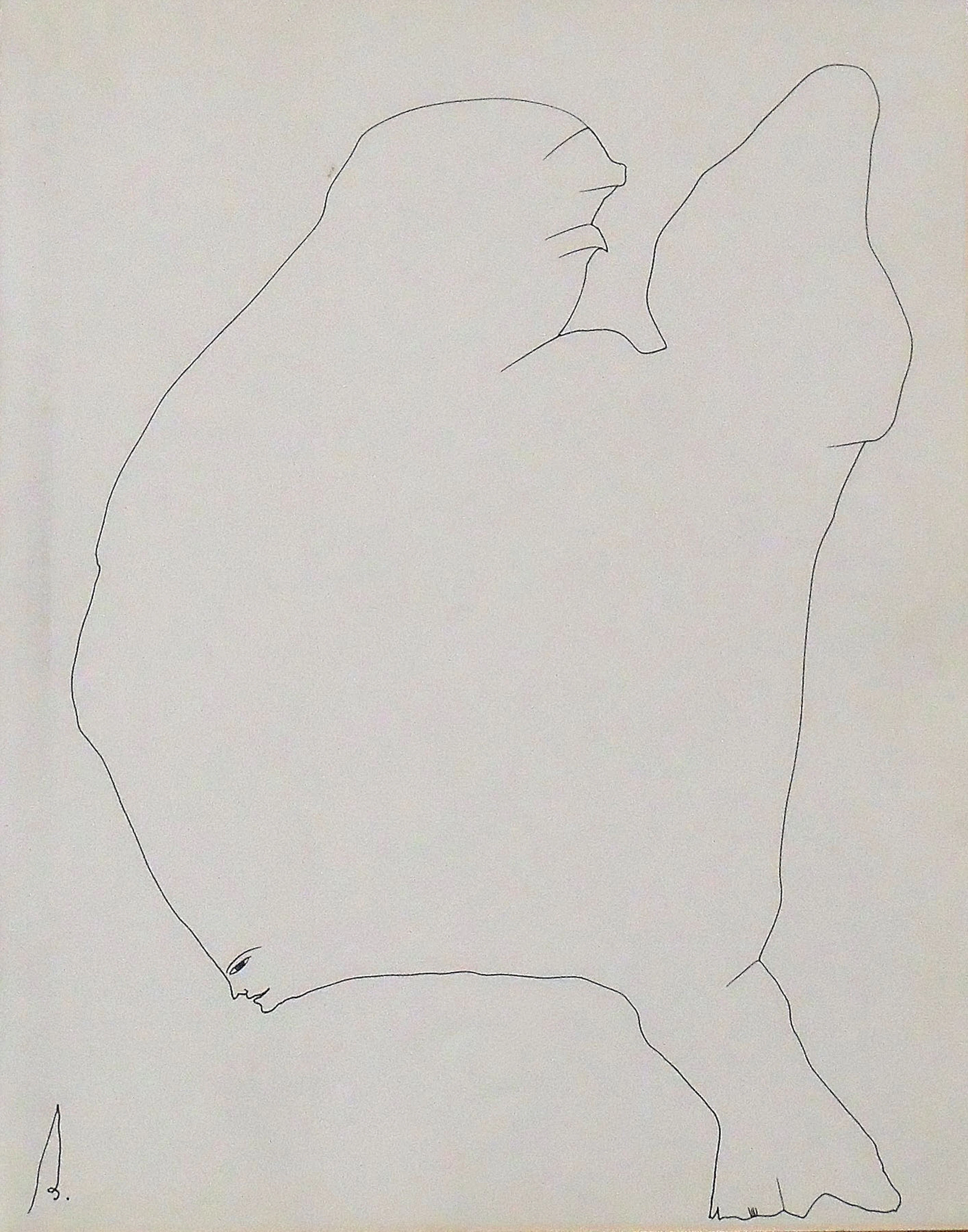 Antonio Beneyto. Ink drawing on paper. Hand signed. Surrealism. 30x23.5cm.