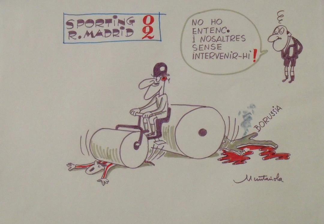Joaquim Muntañola. Marker drawing ”Sporting Gijón 0 Real Madrid 2”