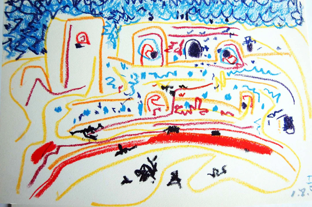 Pablo Picasso: "Bulls and bullfighters, bullfight" 1.8.57-I
