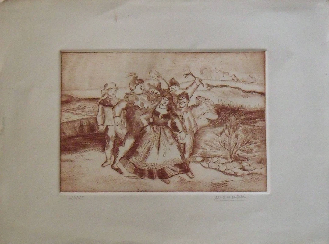 Marisa Leon. Etching etching Costumbrista scenes. Hand signed. Numbered 20/25.