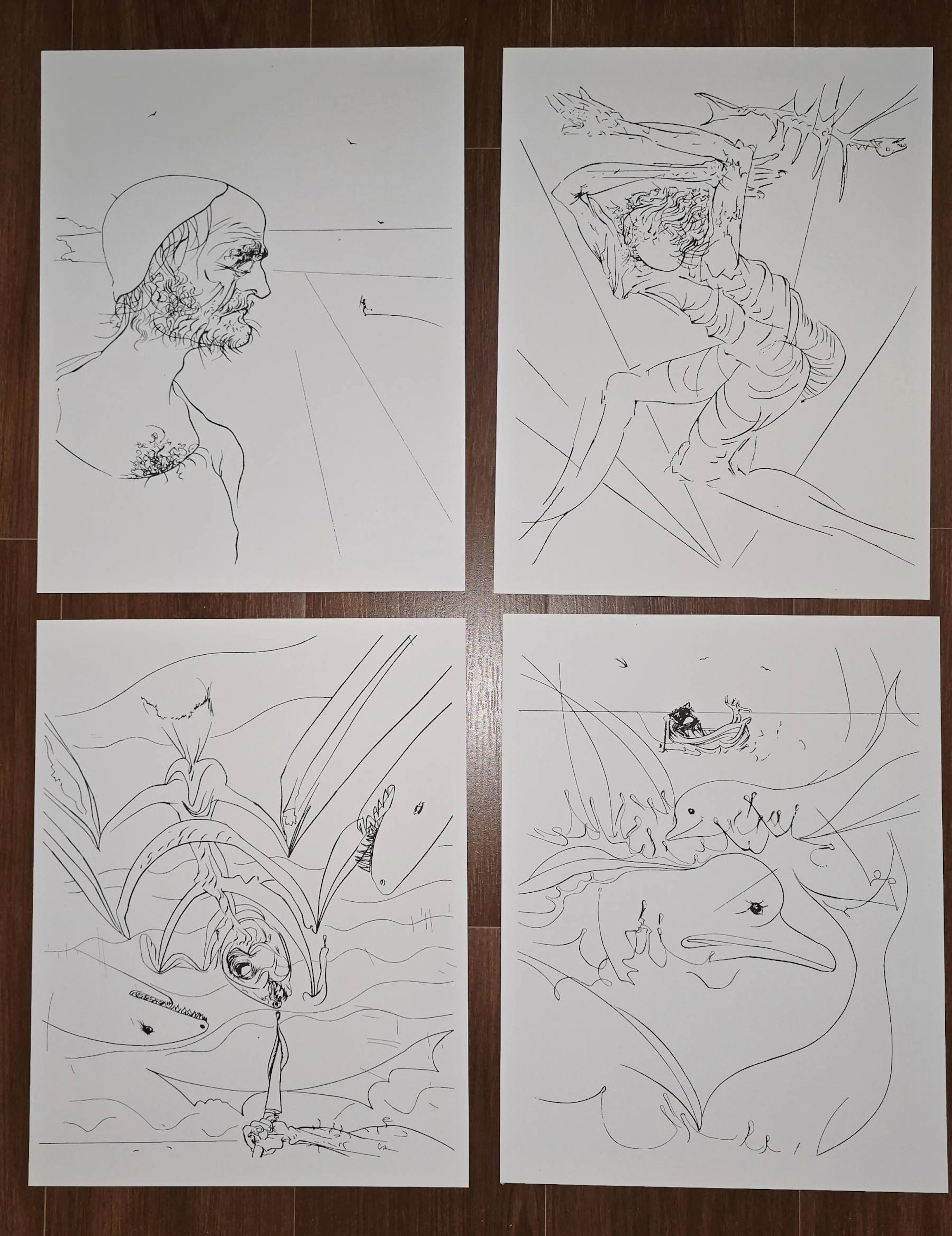 Salvador Dalí. The Old Man and the Sea. 4 lithographs 1974