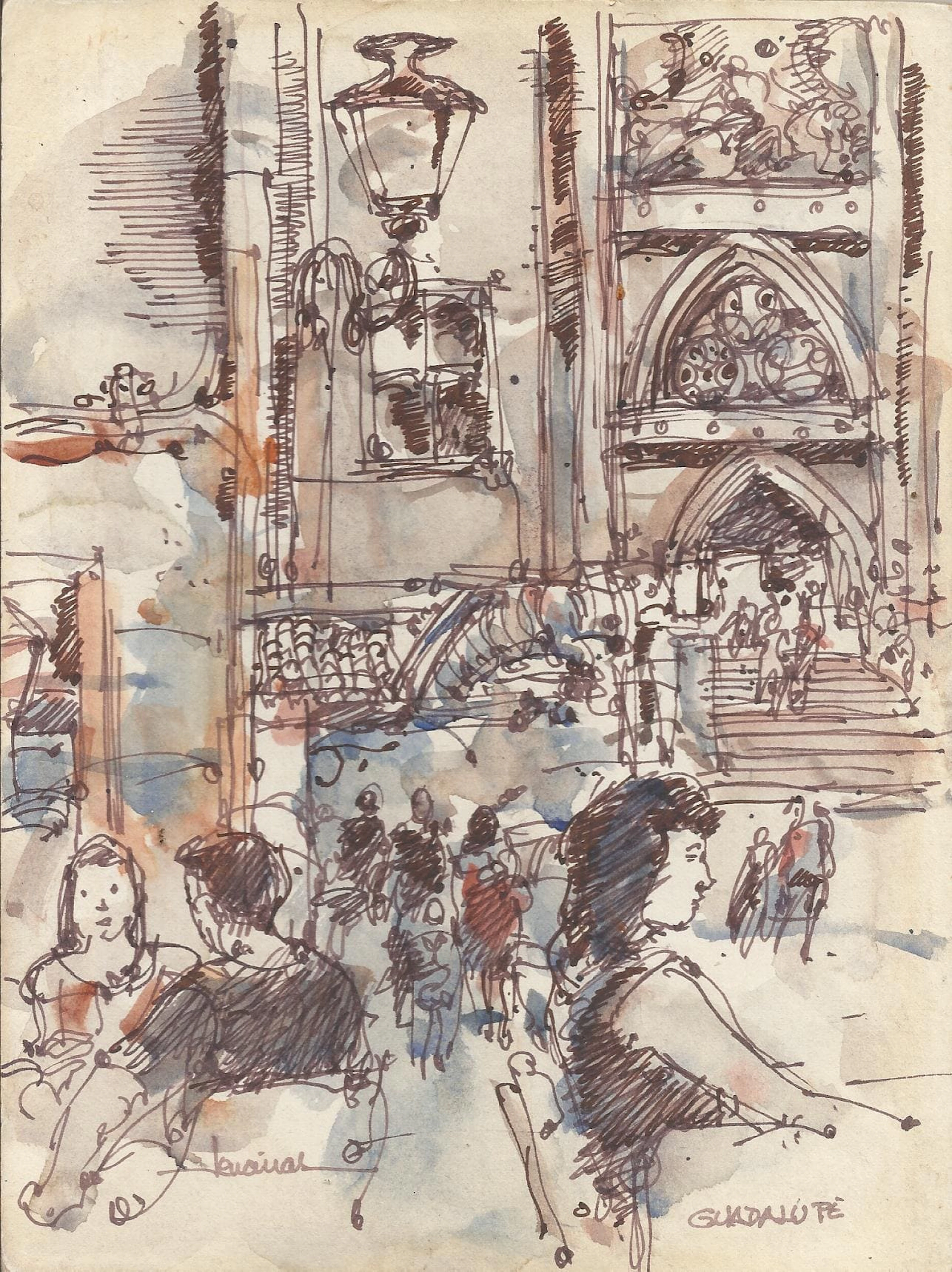 Carlos Enrique Lencinas Gómez. Watercolor and ink on paper. “Guadalupe”.