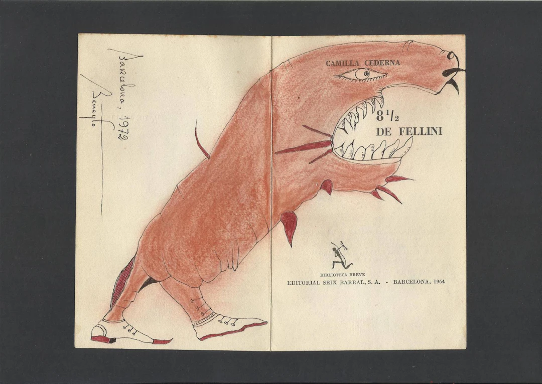 Antonio Beneyto. Ink and color drawing on paper. Surrealism. Hand-signed.