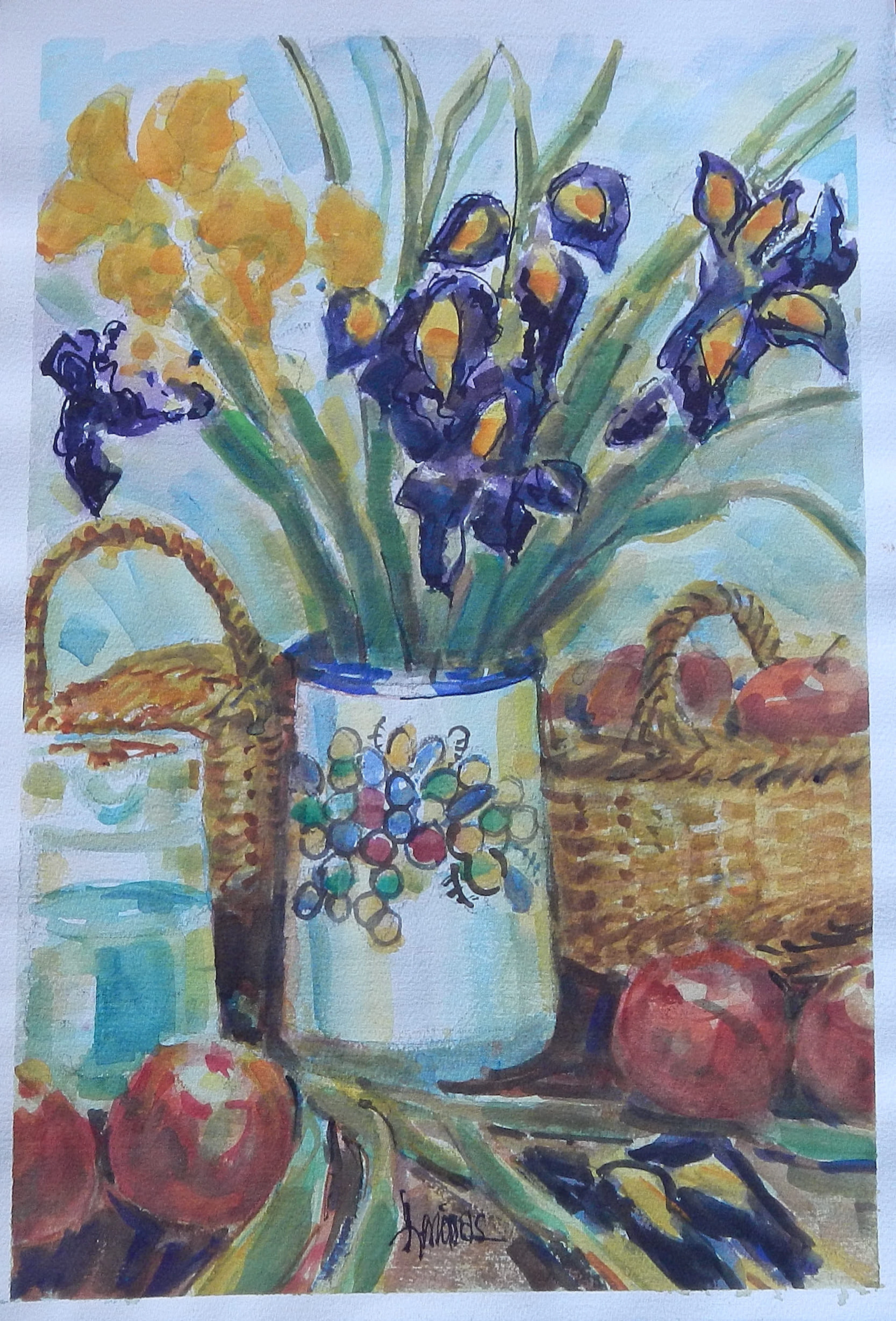 Carlos Enrique Lencinas Gómez. Watercolor on paper. “Vase with flowers