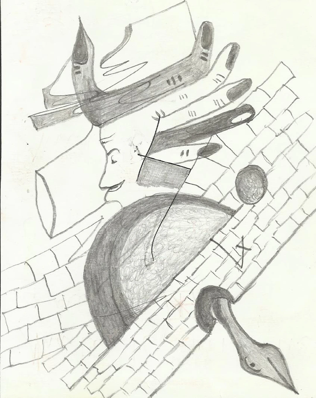 Antonio Beneyto. I draw pencil and ink on paper. Front and behind.