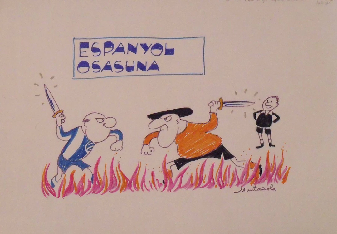 Joaquim Muntañola. Marker drawing “Espanyol Osasuna”. Hand-signed.