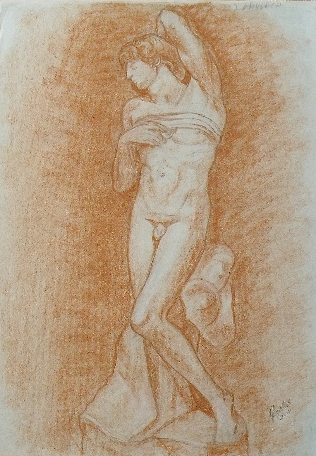 Isabel Baylach. "Apollo joven2. Signed by hand. Colored pencil drawing